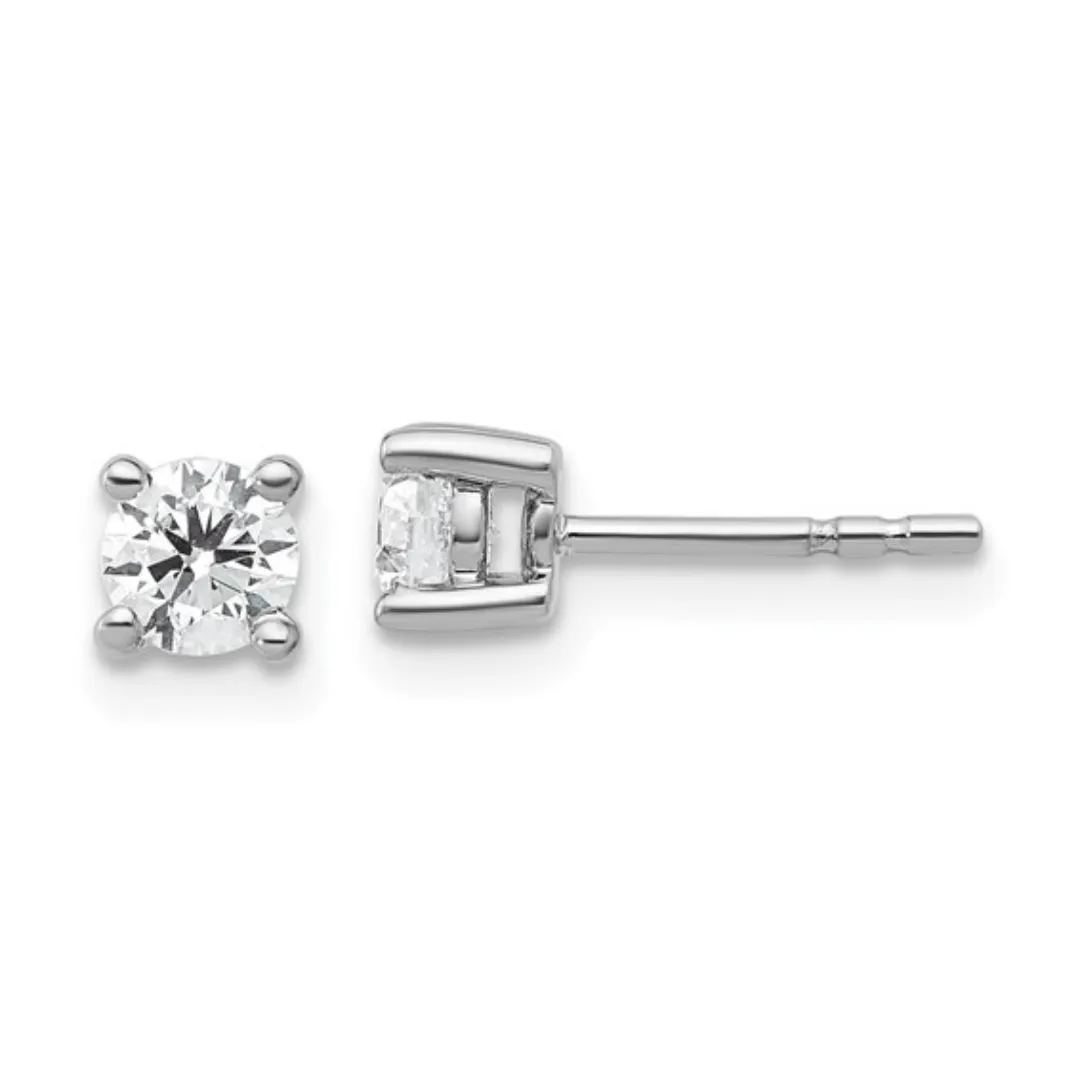 14k White Gold Lab Diamond Round Solitaire Stud Earrings