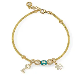 Yellow 14K Gold Braided Charms Bracelet - 316261