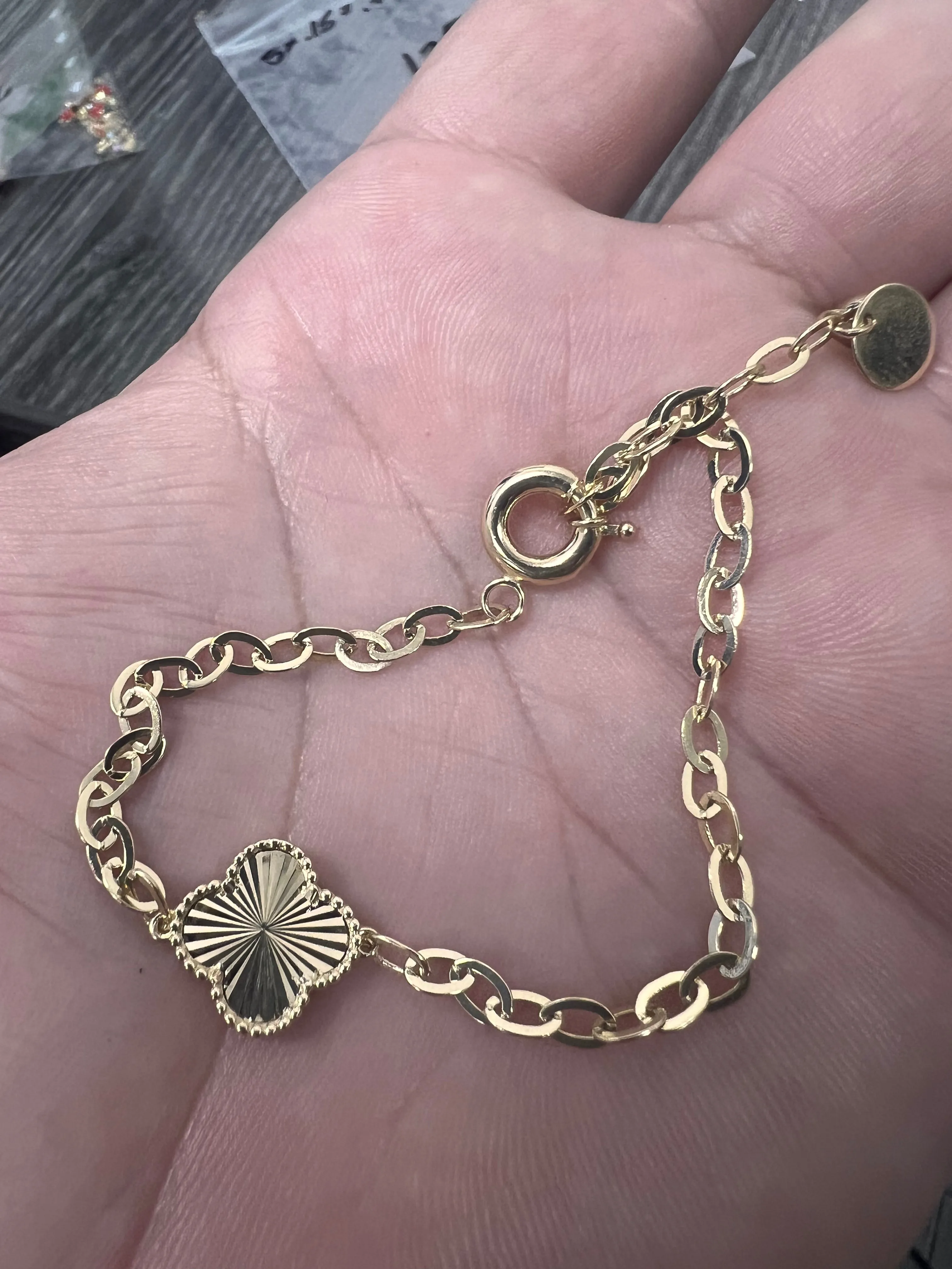 14K Yellow gold clover bracelet-63838