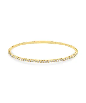 14K Yellow Gold Diamond Flexible Bangle Bracelet 1.00cttw