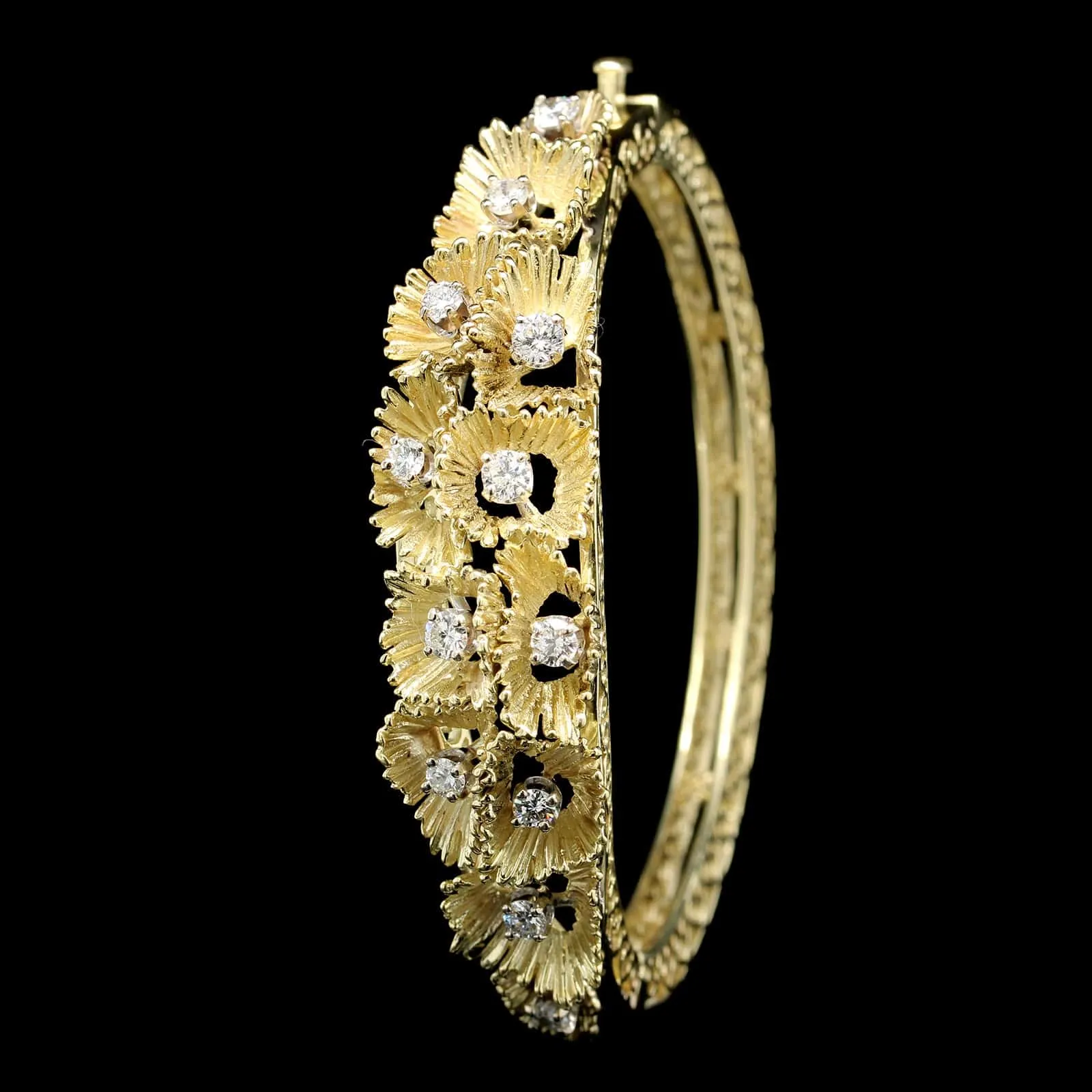 14K Yellow Gold Estate Diamond Bangle