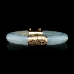 14K Yellow Gold Estate Jadeite Bangle Bracelet