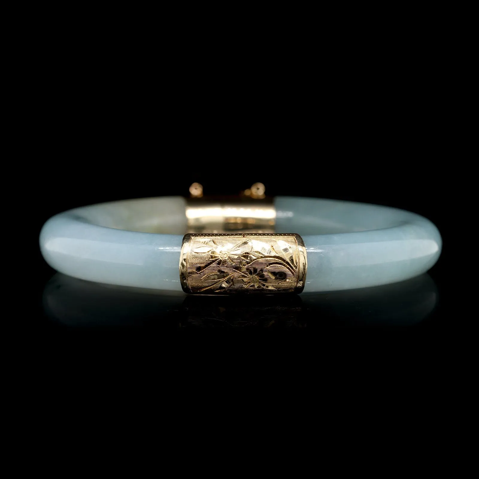 14K Yellow Gold Estate Jadeite Bangle Bracelet