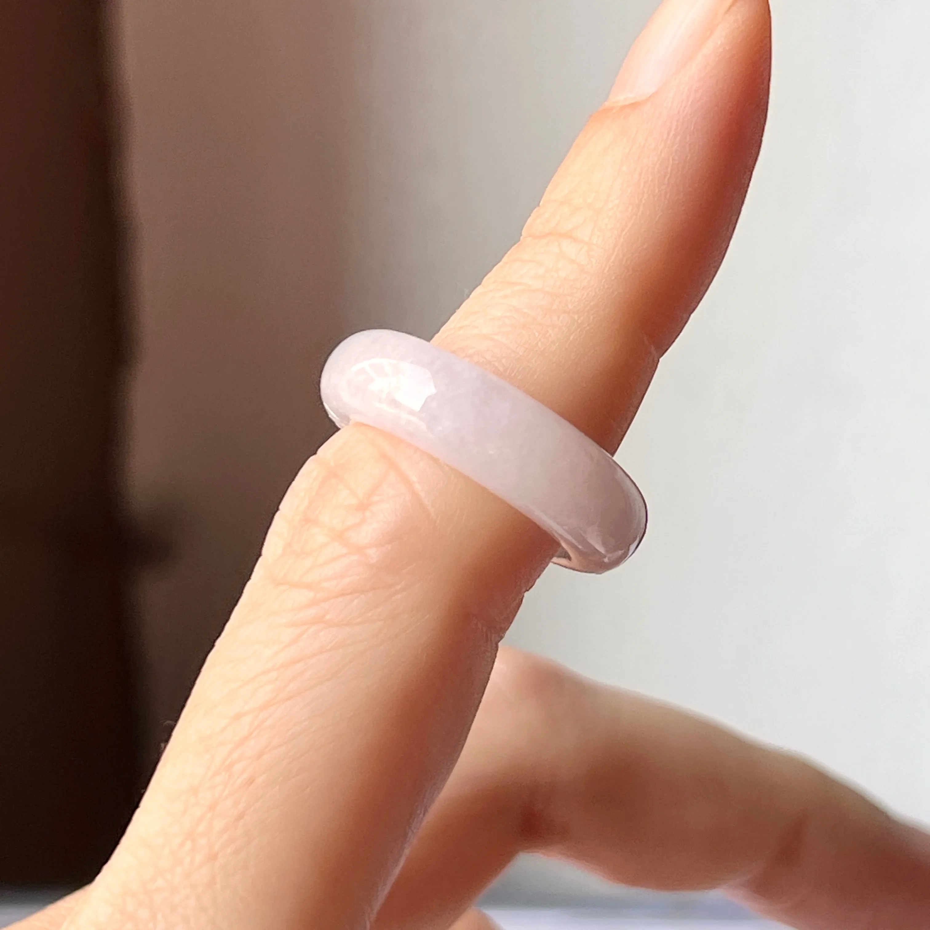 15.1mm A-Grade Natural Lilac Jadeite Abacus Ring Band No.162382