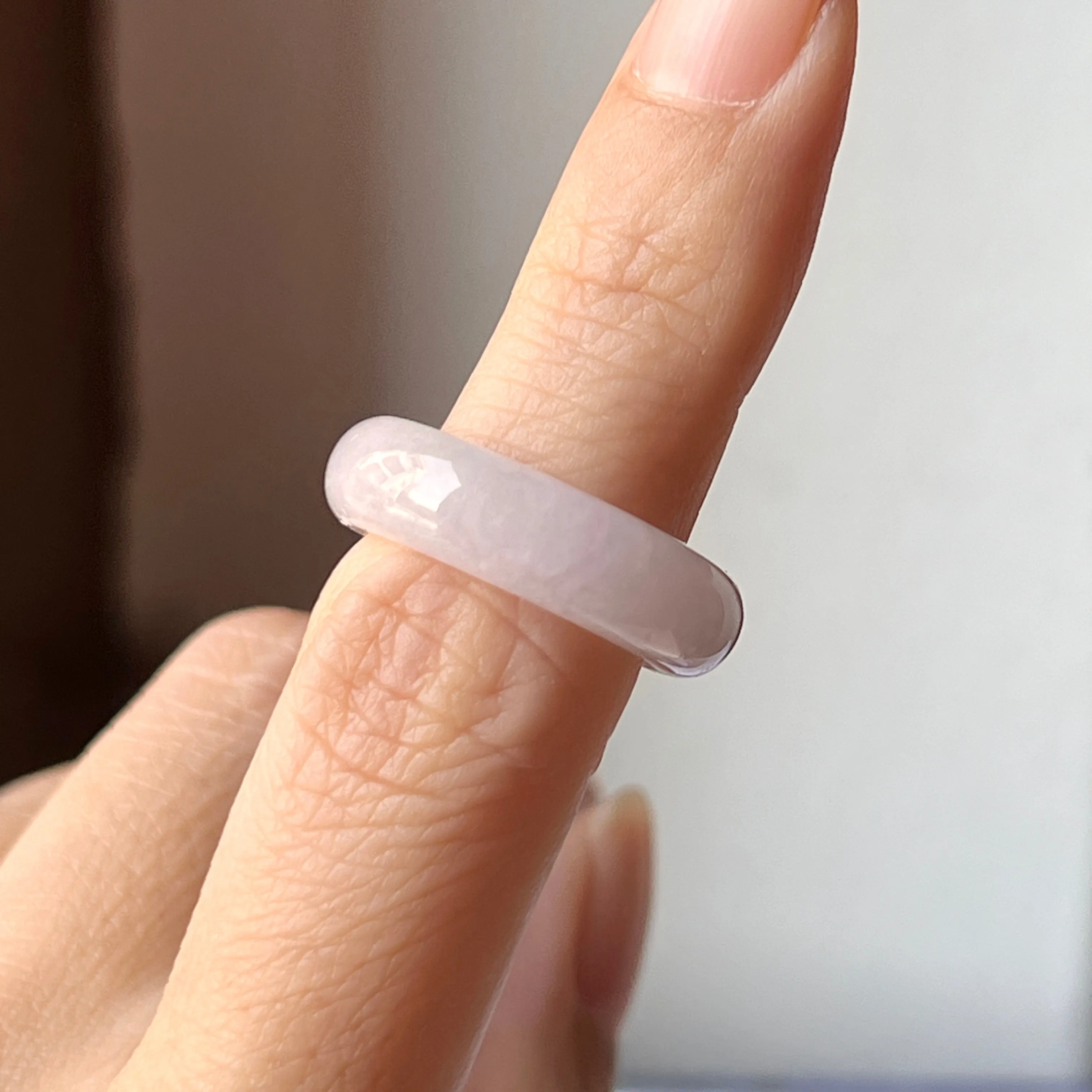 15.1mm A-Grade Natural Lilac Jadeite Abacus Ring Band No.162382