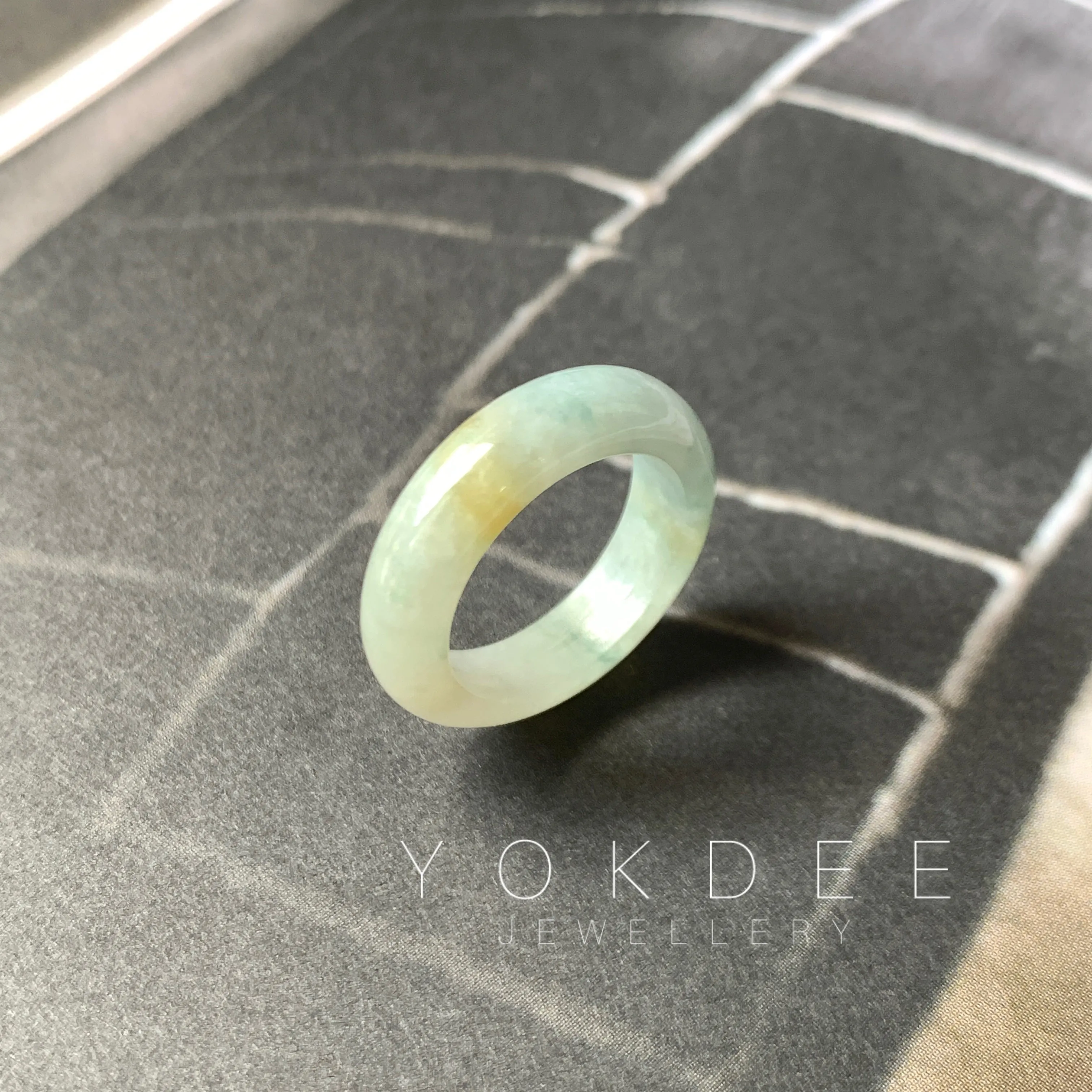 15.9mm A-Grade Natural Bluish Floral Jadeite Abacus Band No. 161833