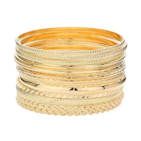 15PCS Layered Multi Metal Bangle Bracelets