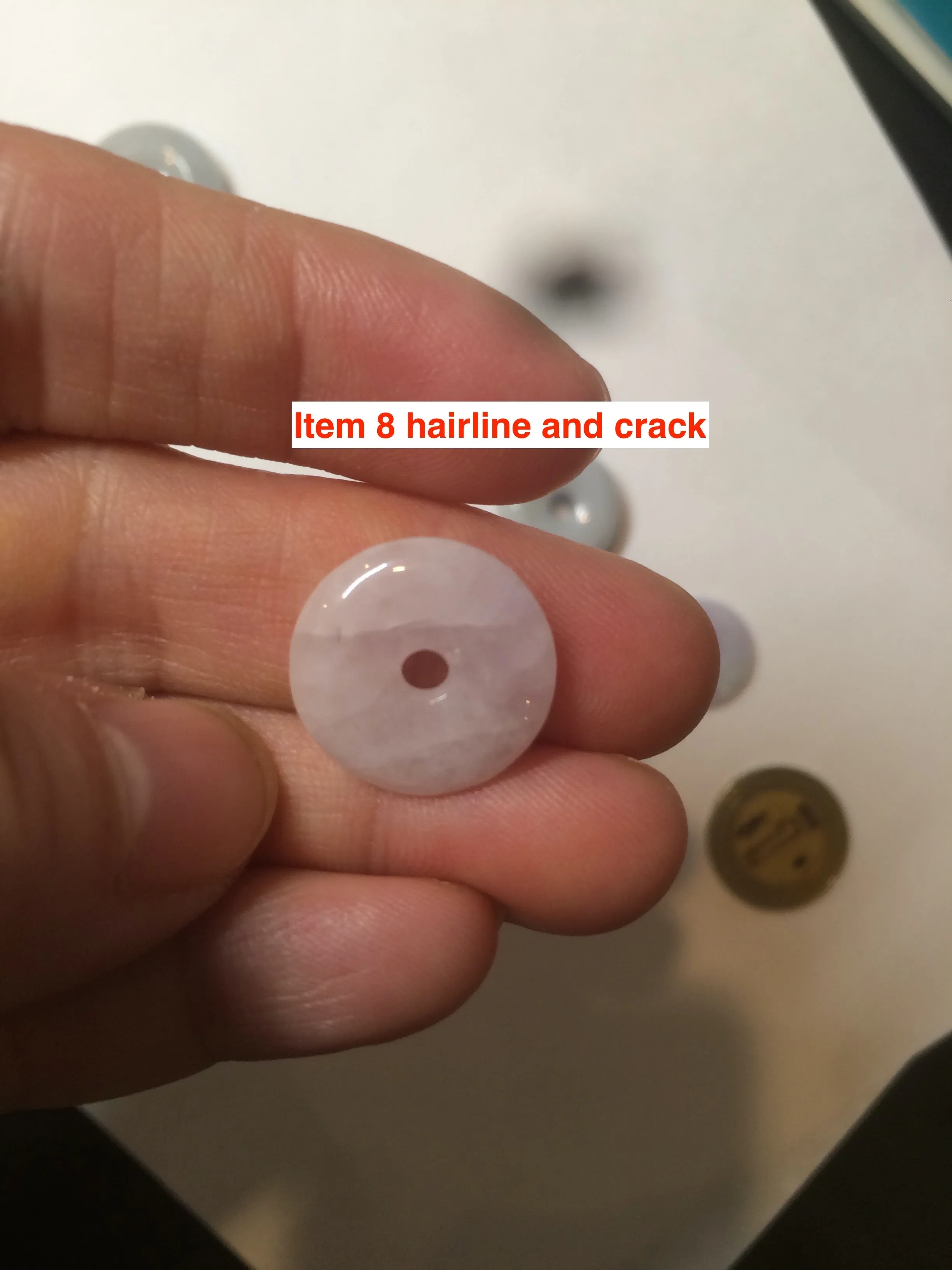 16.5-19.8mm Type A 100% Natural light purple/white Jadeite Jade Safety Guardian Button donut Pendant group AT71 add on item