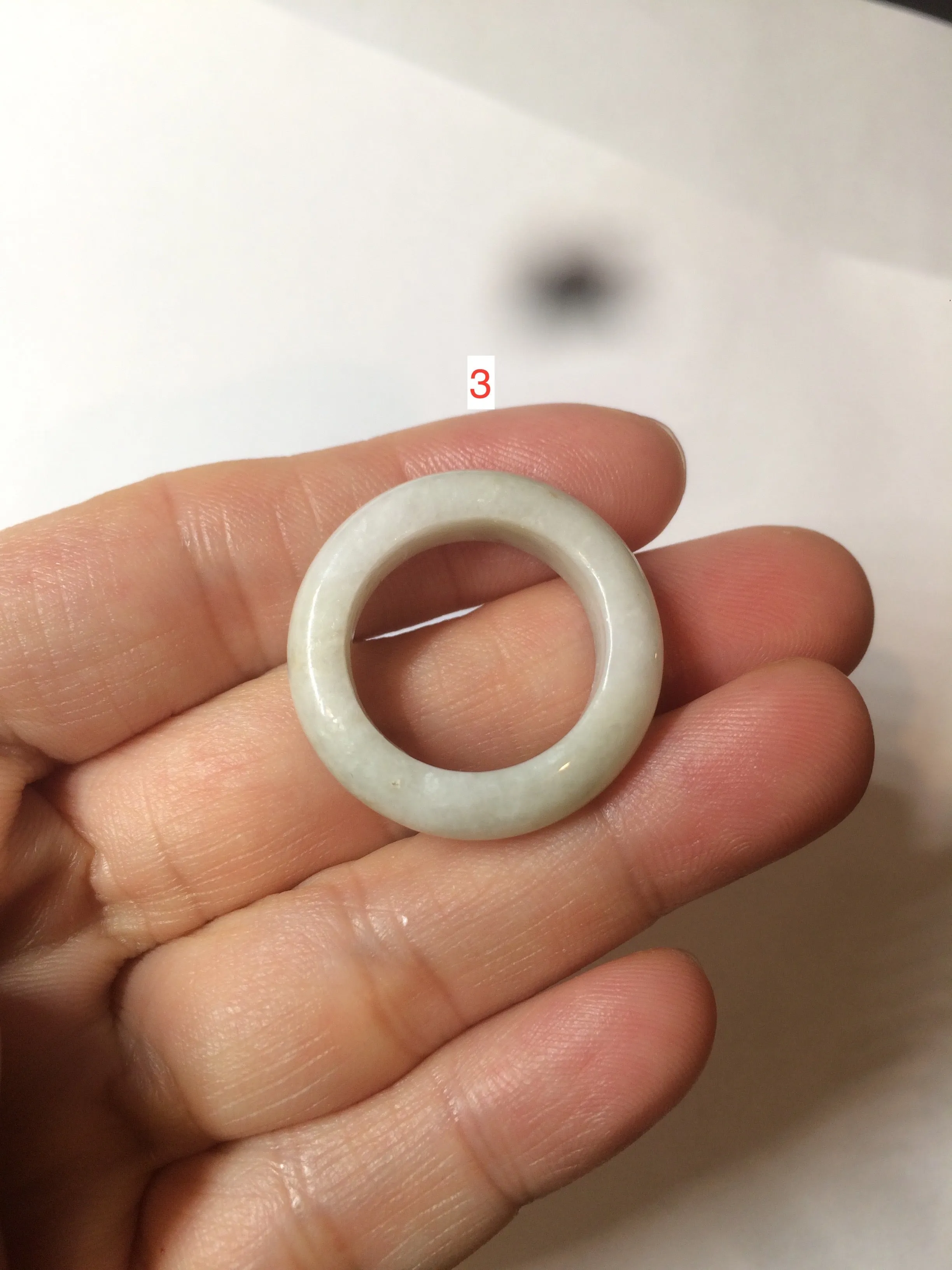 17.7mm/size 7 1/2 100% natural type A icy watery green/white/yellow jadeite jade band ring G105-7 1/2