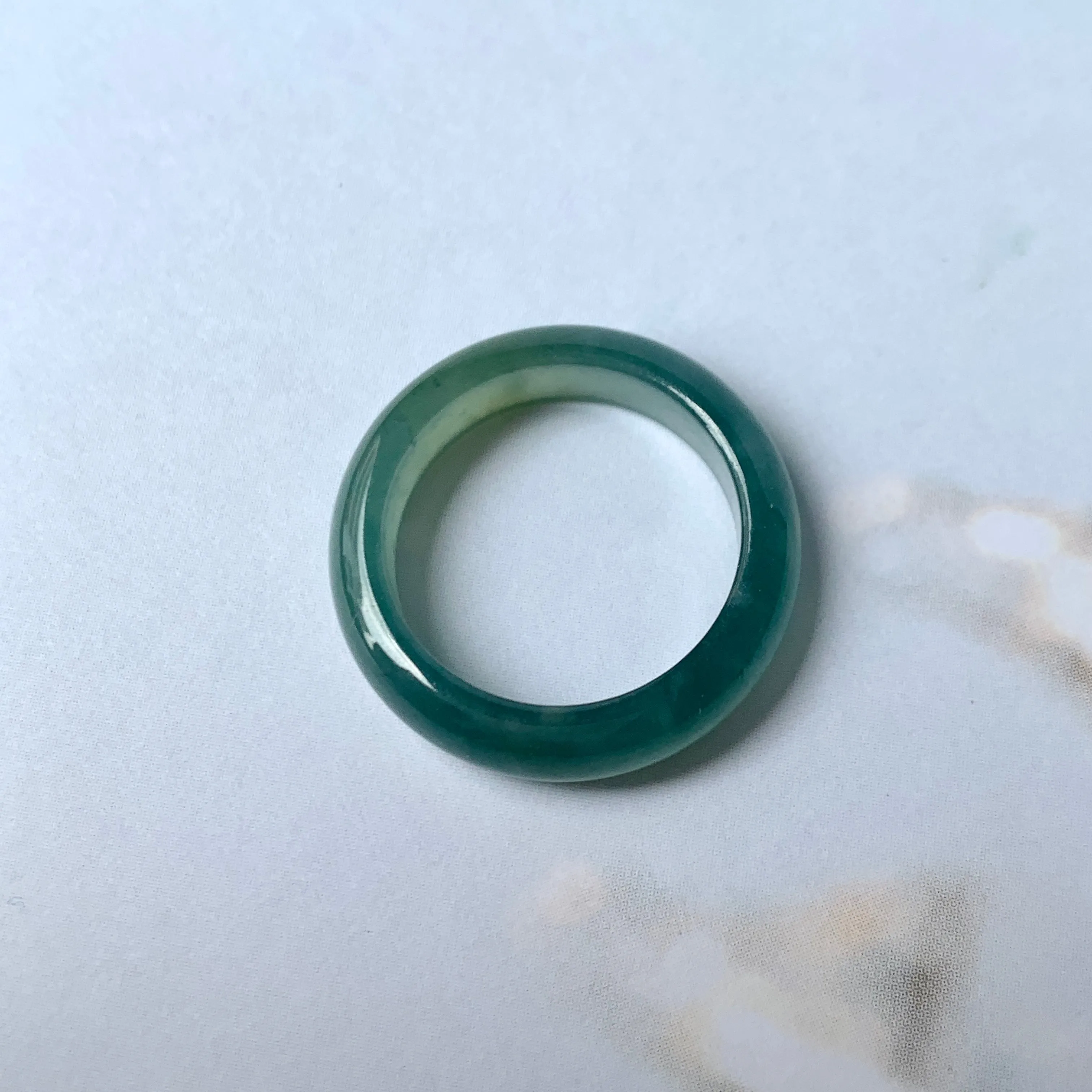 17mm A-Grade Natural Bluish Green Jadeite Abacus Ring Band No.161502