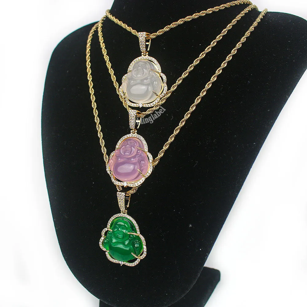 18K Diamond Jade Buddha Necklace Set