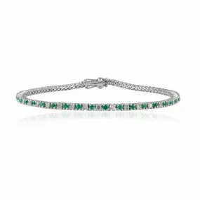 18K Gold Emerald Diamond Sleek Bracelet