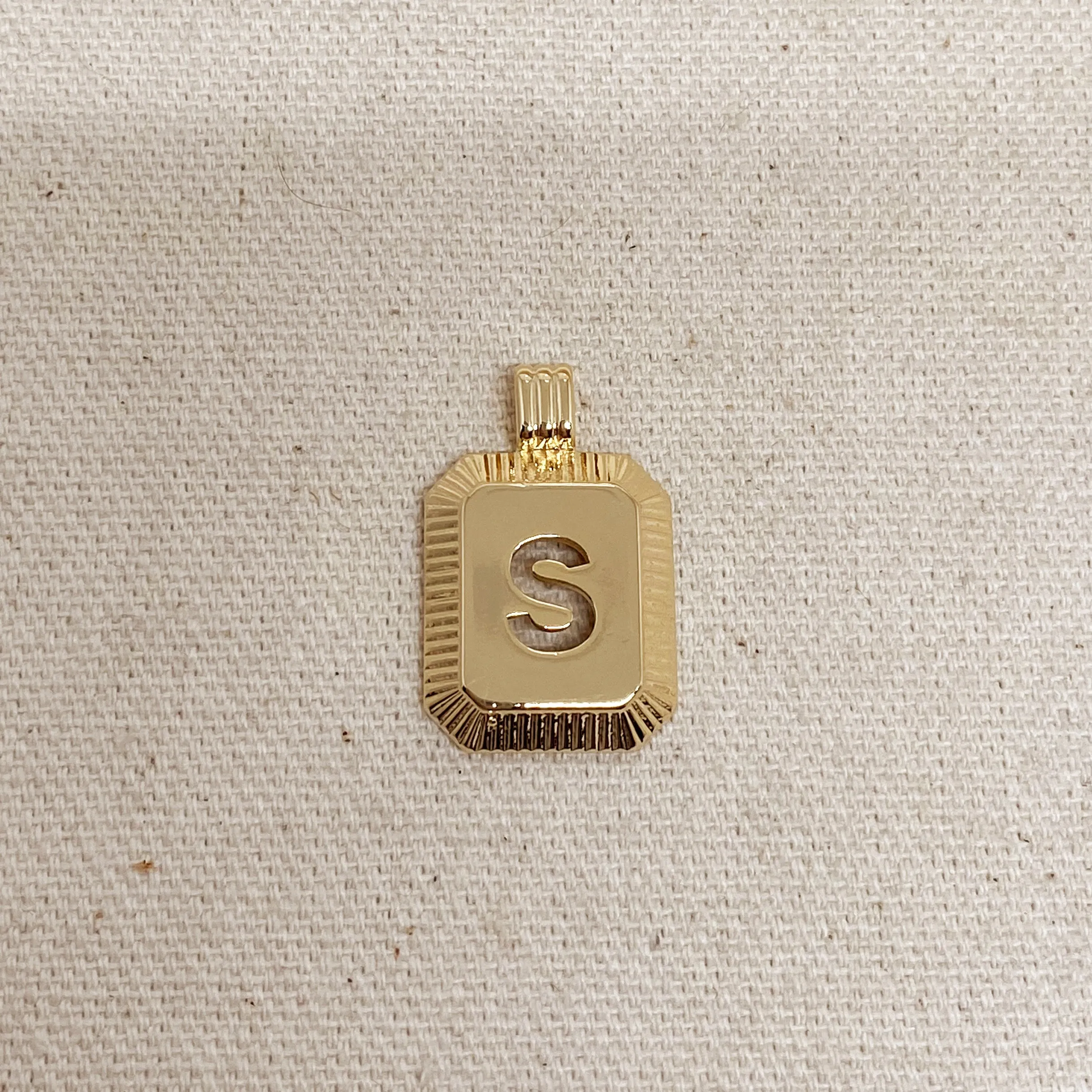 18k Gold Filled Initial Plate Pendant Letter S