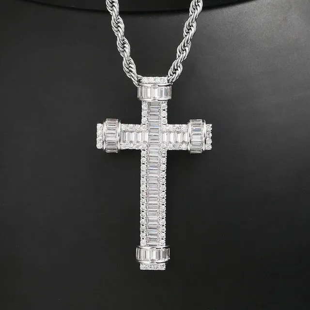 18K Gold Plated Cross Pendant Necklace- Cross Necklace-Hip Hop Necklace