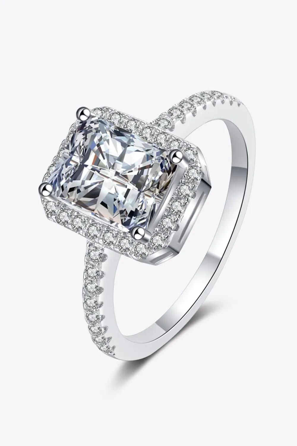 Halo Ring Featuring 2 Ct Moissanite in 925 Sterling Silver  