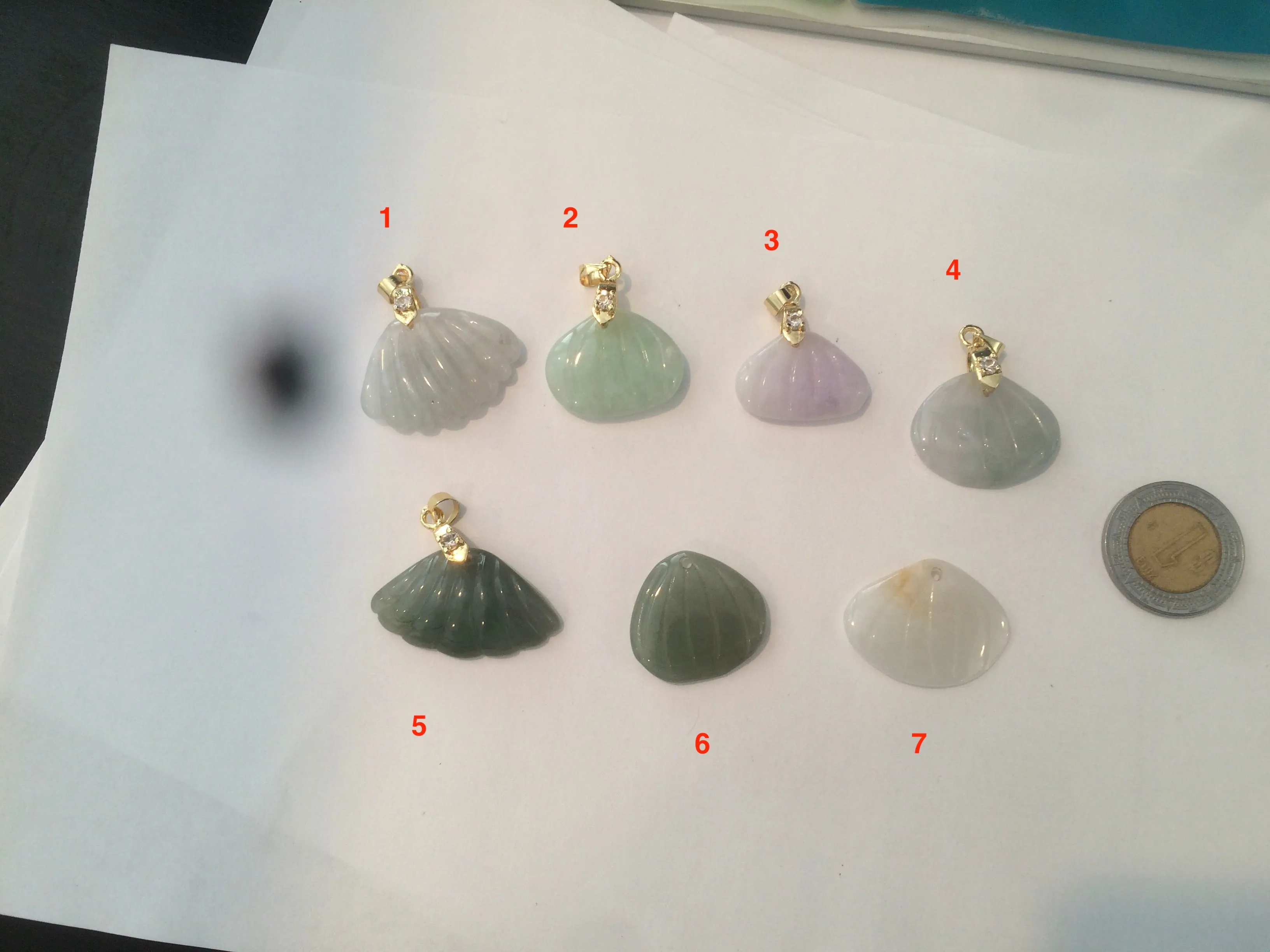 20mm Type A 100Natural green white purple seashell  jadeite Jade  Pendant necklace AR27 (add-on item)