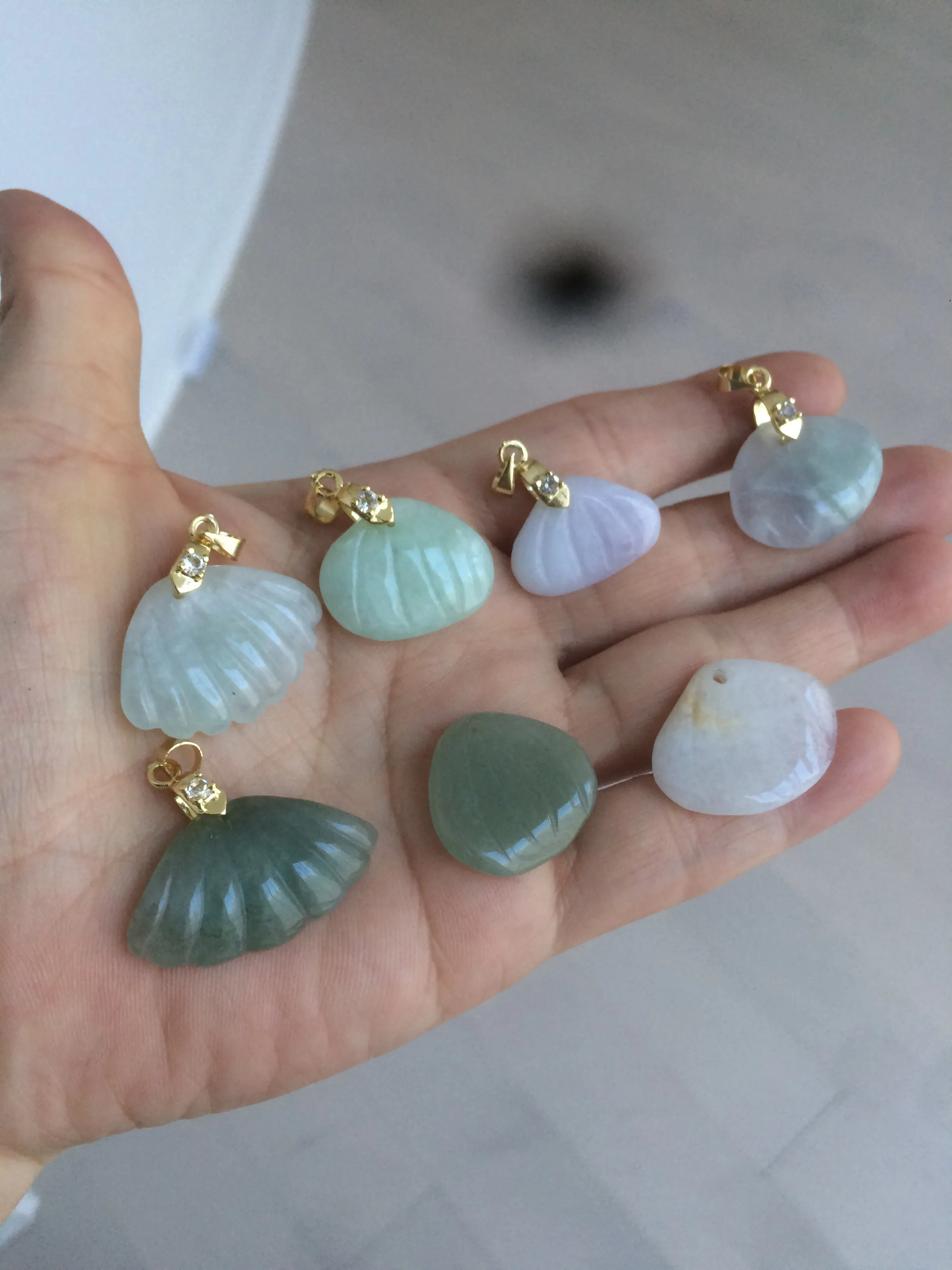 20mm Type A 100Natural green white purple seashell  jadeite Jade  Pendant necklace AR27 (add-on item)