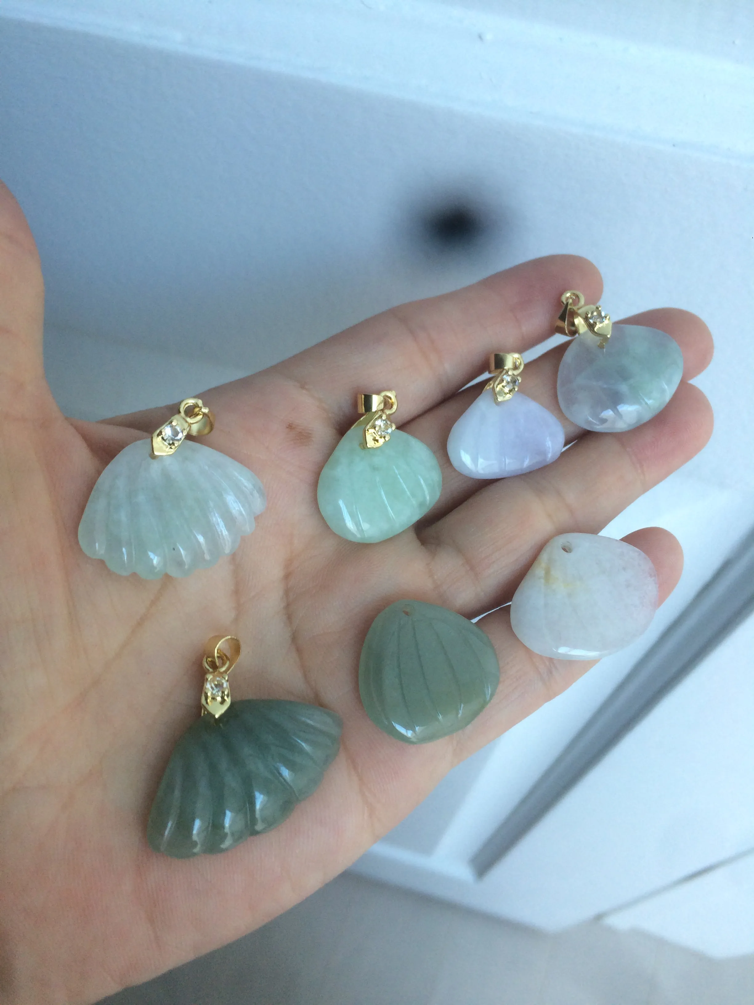 20mm Type A 100Natural green white purple seashell  jadeite Jade  Pendant necklace AR27 (add-on item)