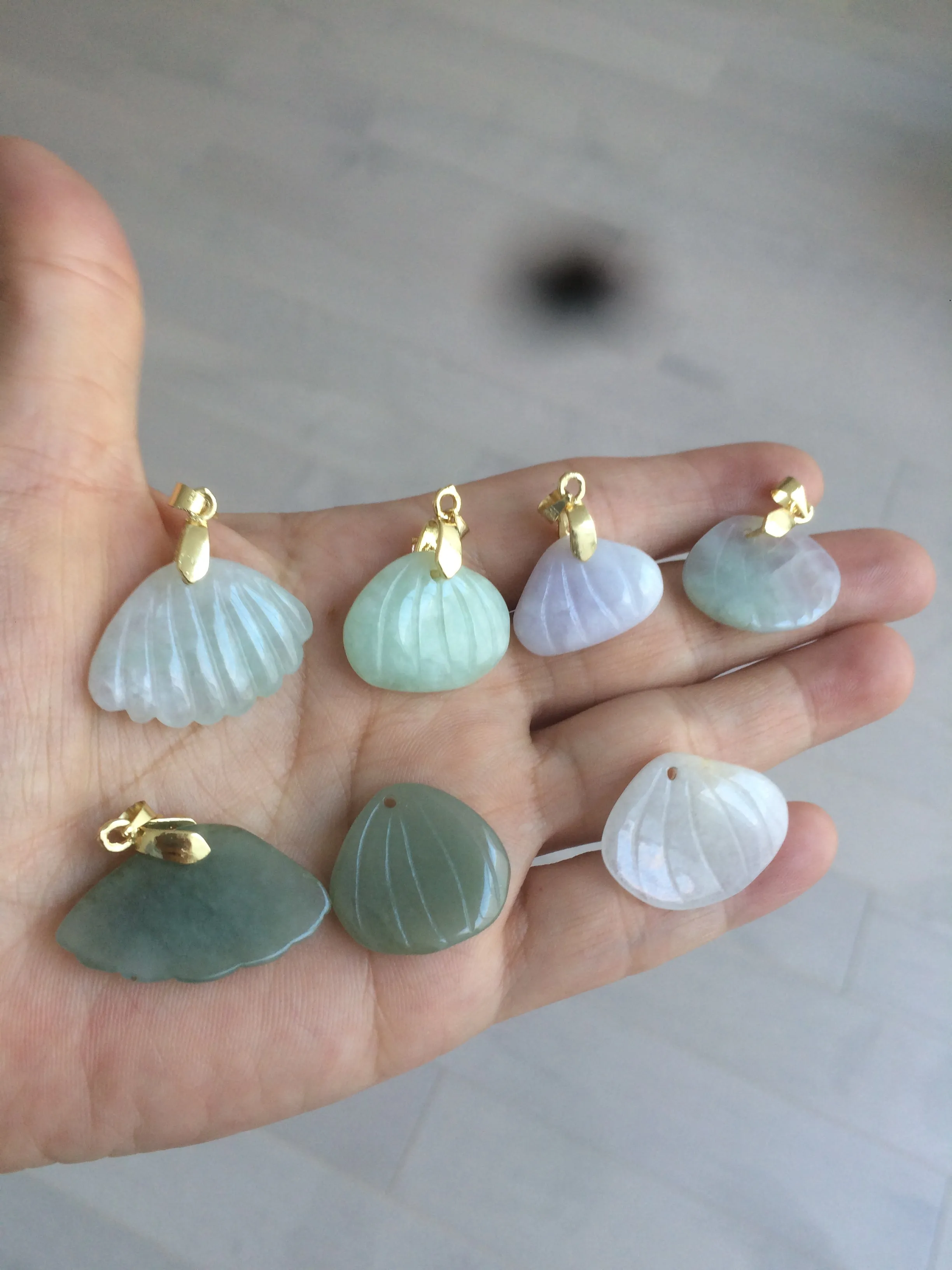 20mm Type A 100Natural green white purple seashell  jadeite Jade  Pendant necklace AR27 (add-on item)