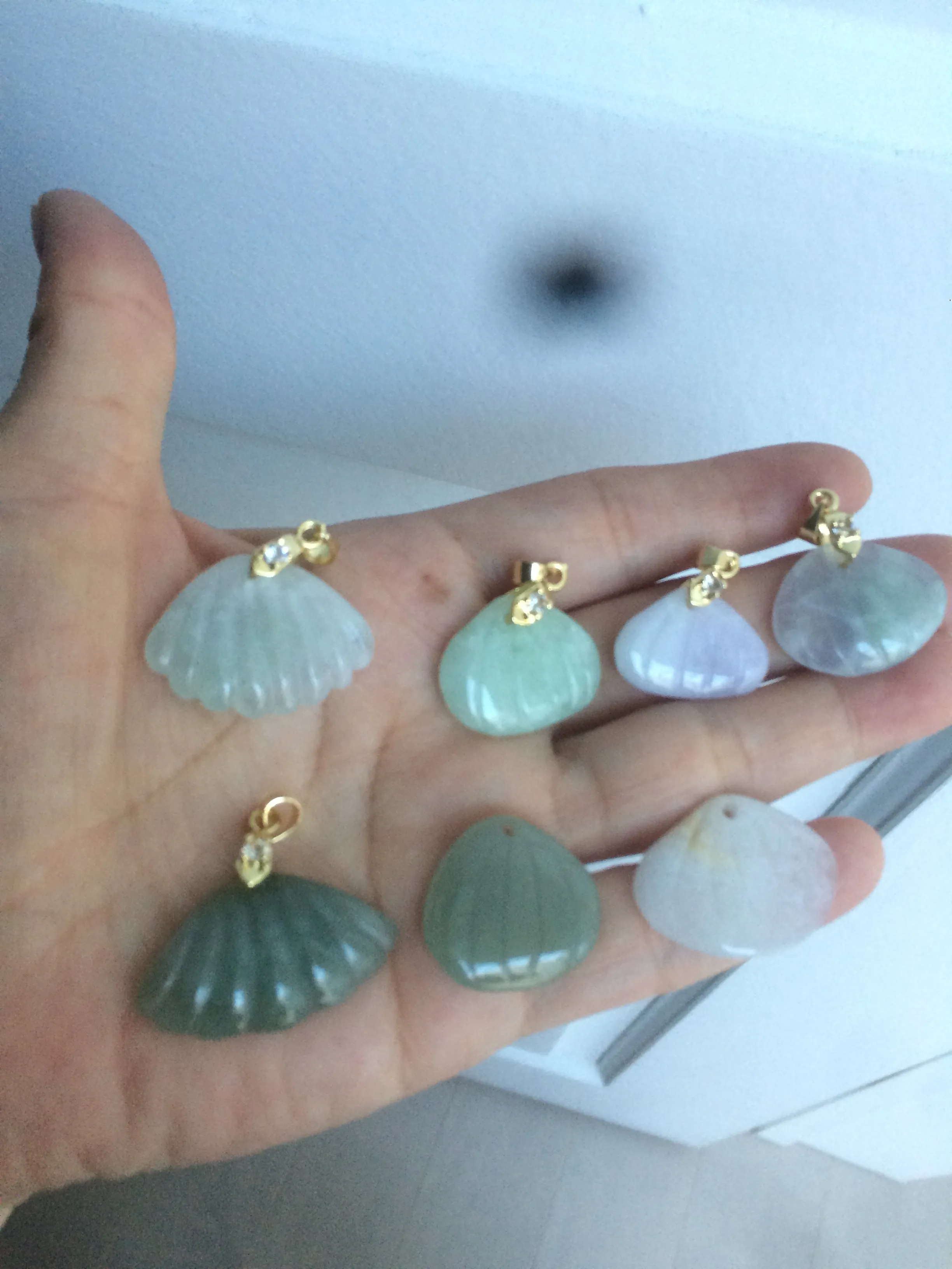 20mm Type A 100Natural green white purple seashell  jadeite Jade  Pendant necklace AR27 (add-on item)