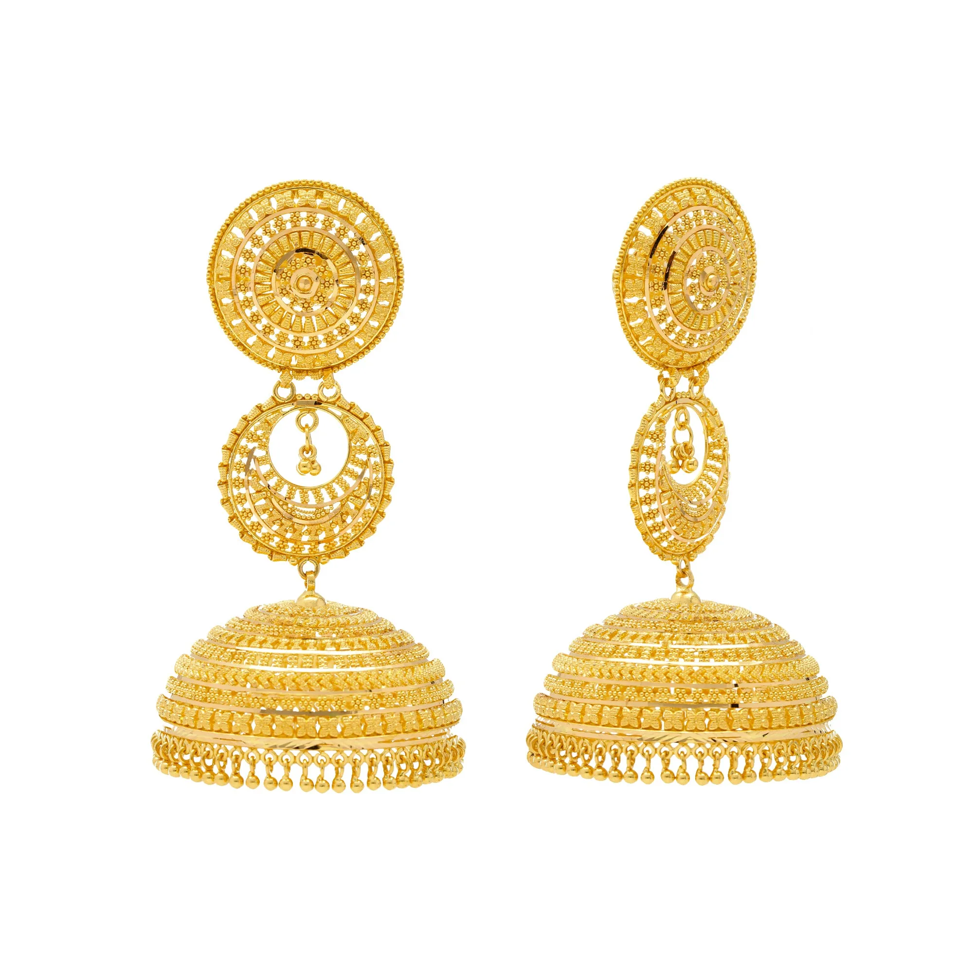 22K Yellow Gold Jhumka Earrings (58.6gm)