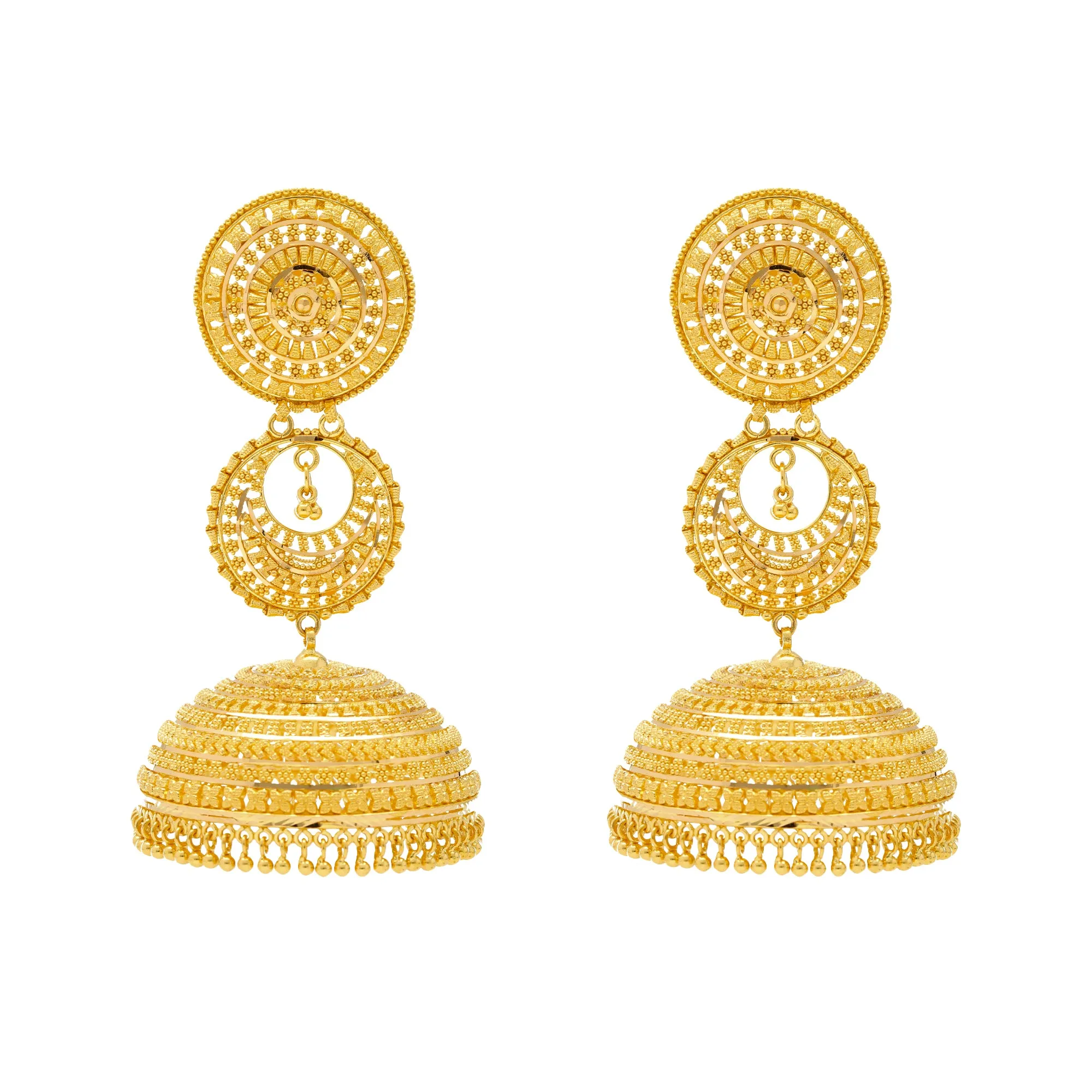 22K Yellow Gold Jhumka Earrings (58.6gm)