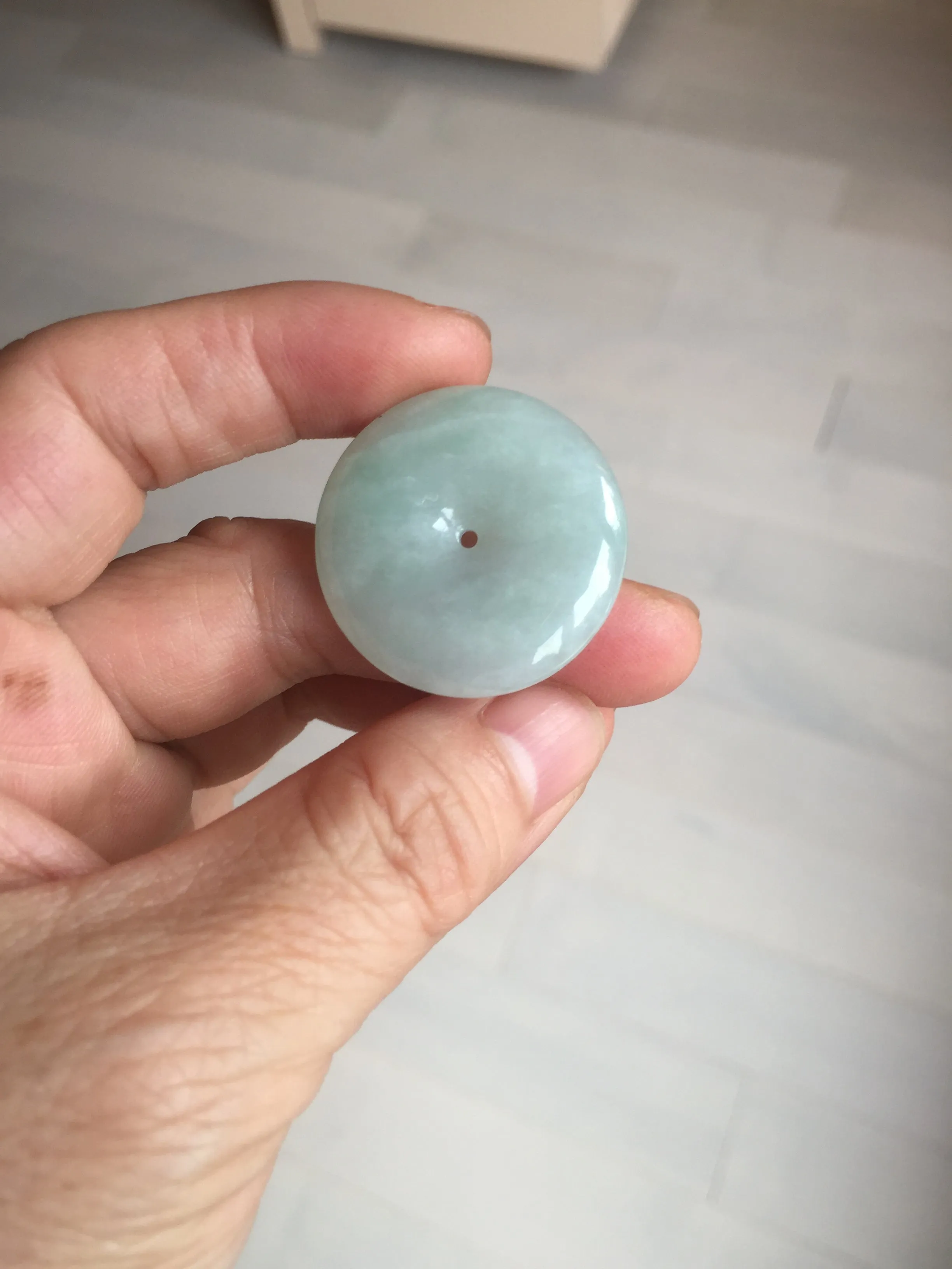 28.6/5.6mm Type A 100% Natural sunny green light purple red Jadeite Jade Safety Guardian Button donuts Pendant group BP112