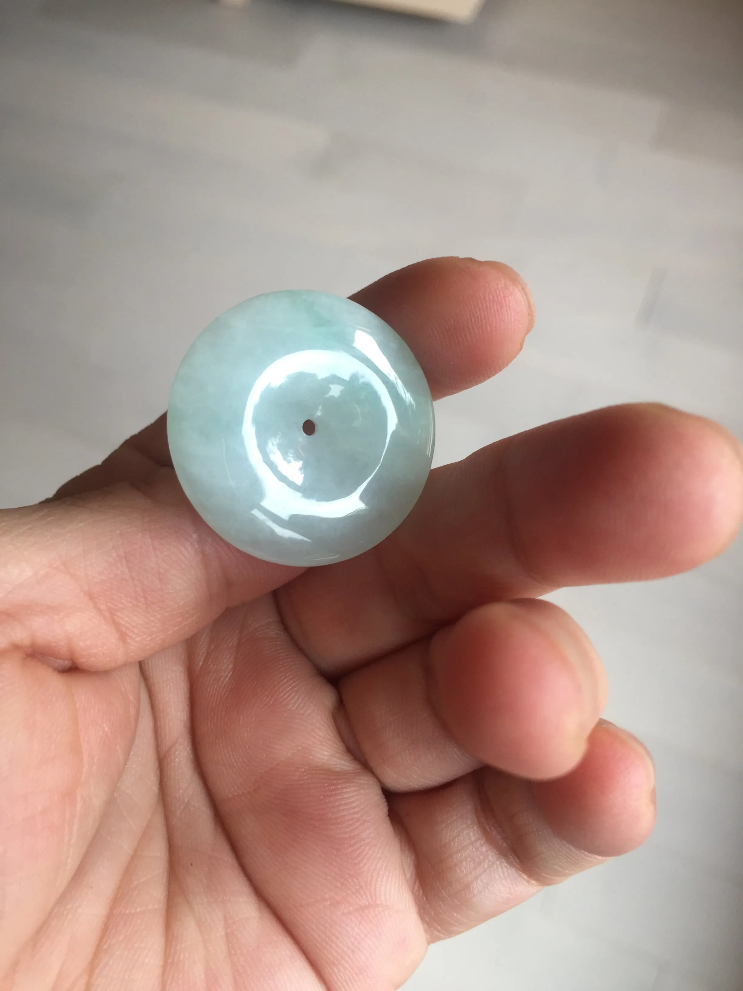 28.6/5.6mm Type A 100% Natural sunny green light purple red Jadeite Jade Safety Guardian Button donuts Pendant group BP112