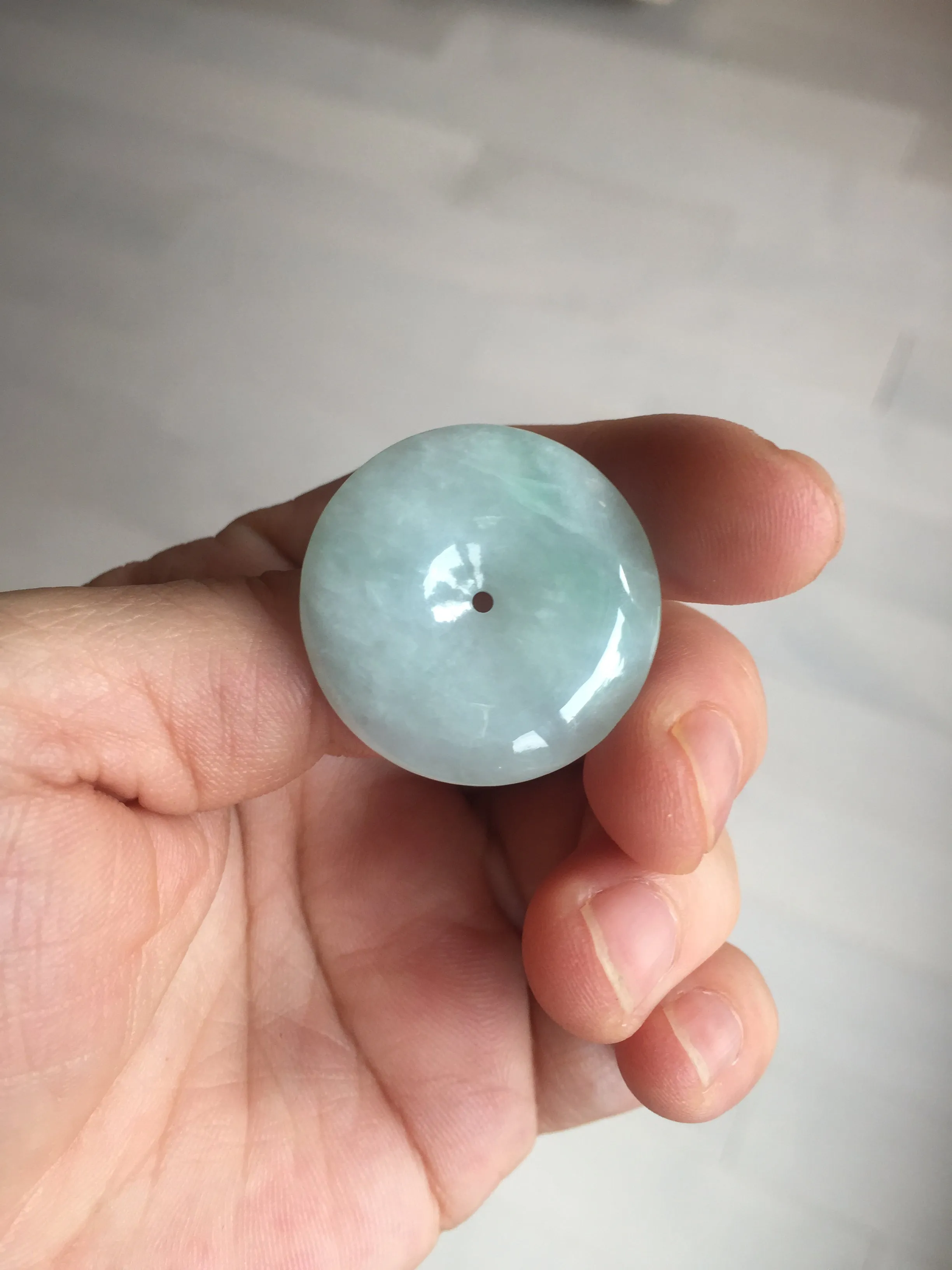 28.6/5.6mm Type A 100% Natural sunny green light purple red Jadeite Jade Safety Guardian Button donuts Pendant group BP112