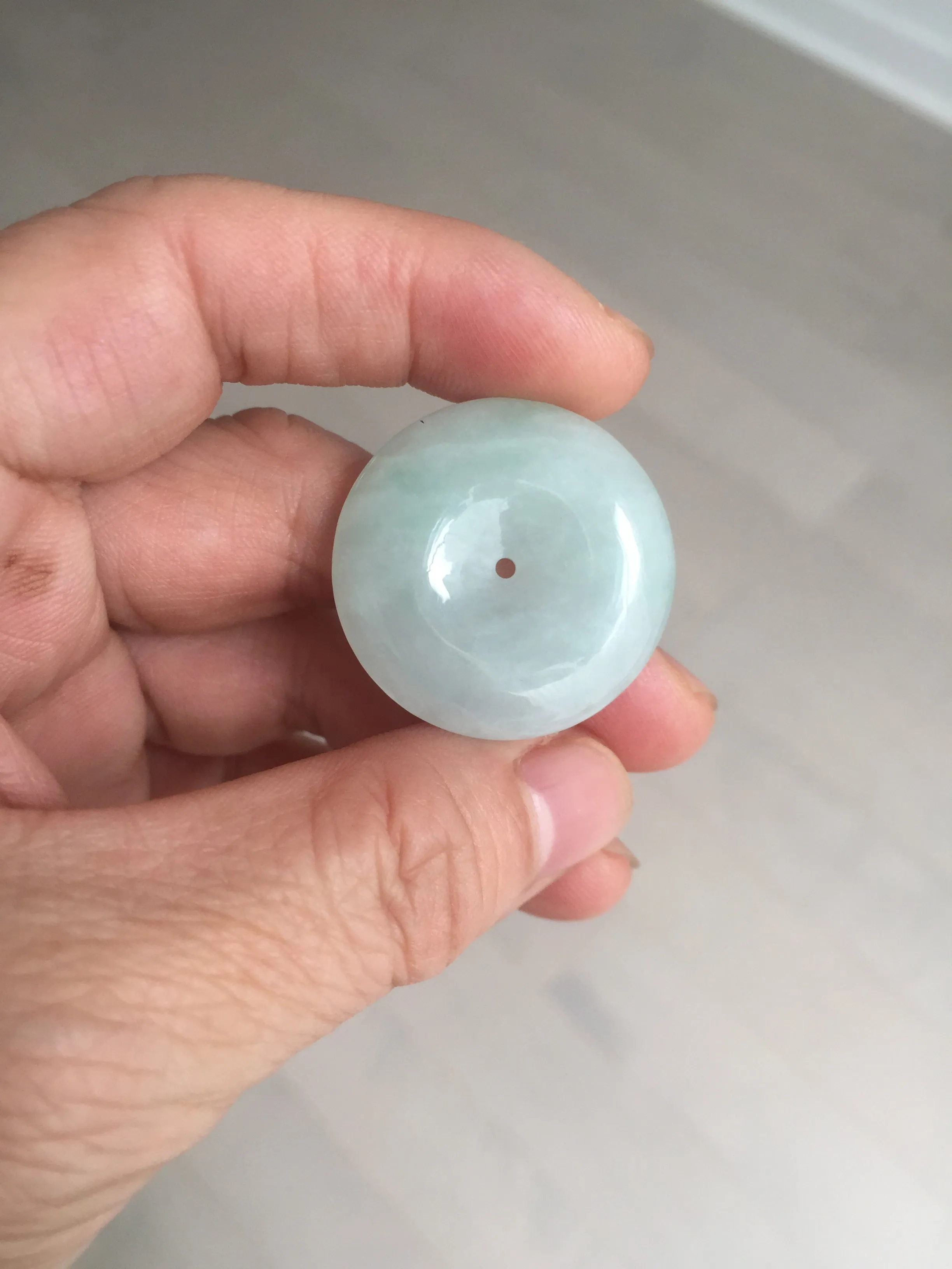 28.6/5.6mm Type A 100% Natural sunny green light purple red Jadeite Jade Safety Guardian Button donuts Pendant group BP112