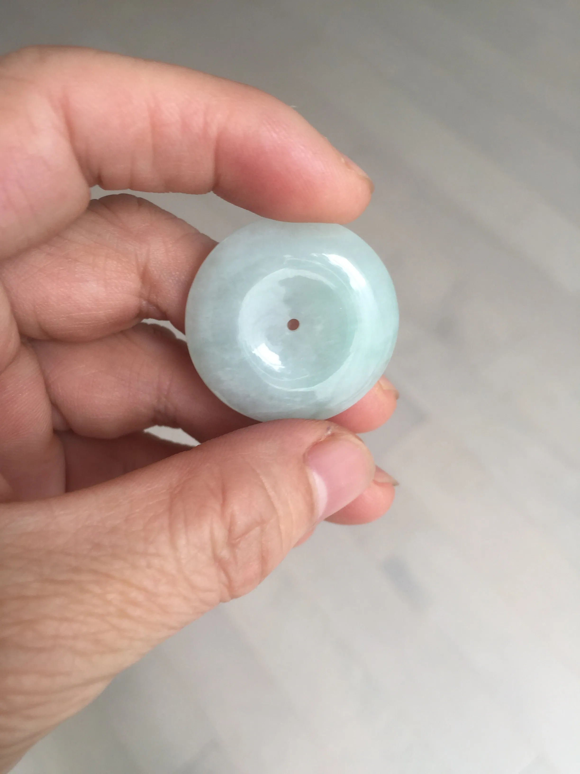 28.6/5.6mm Type A 100% Natural sunny green light purple red Jadeite Jade Safety Guardian Button donuts Pendant group BP112