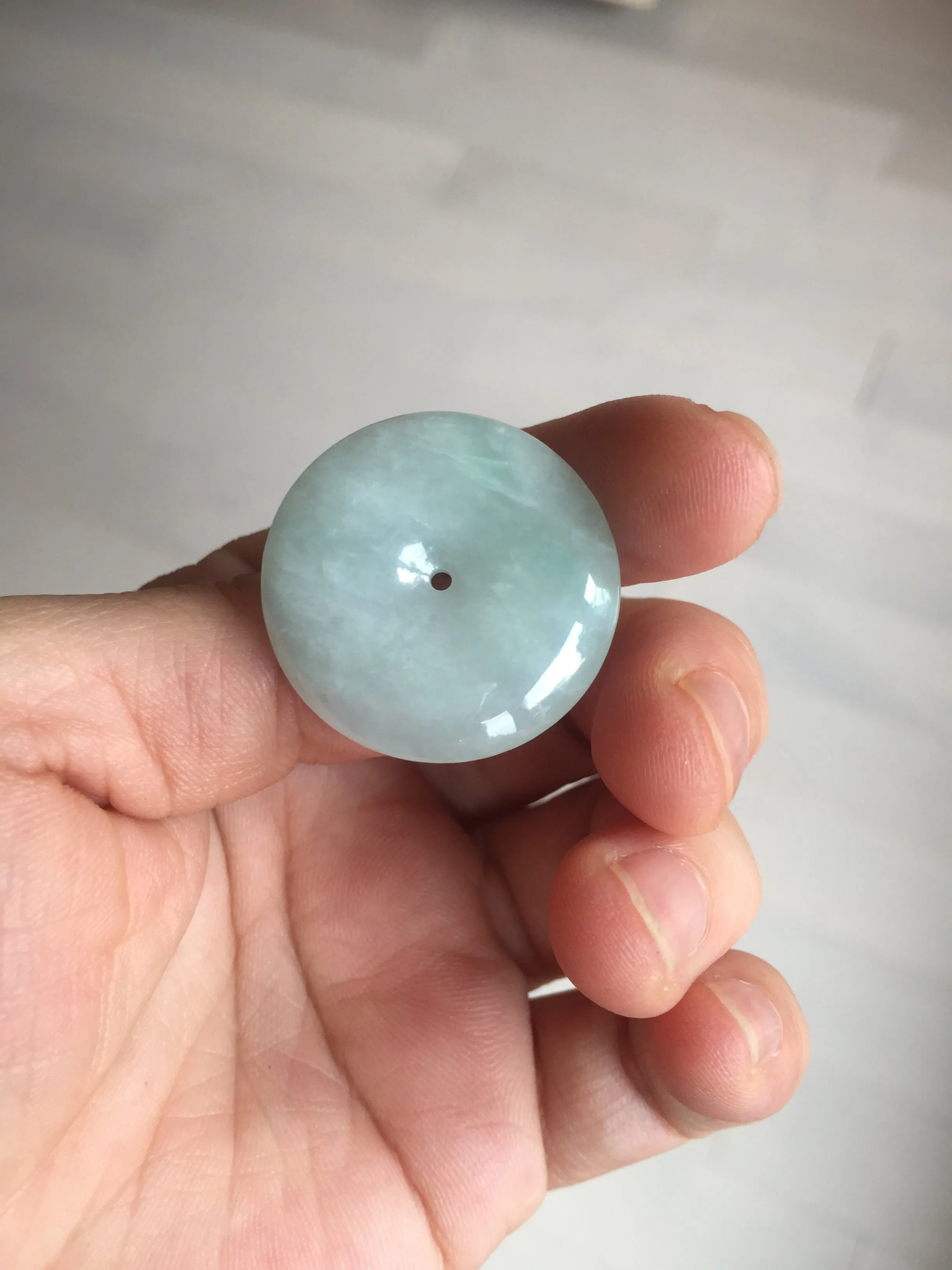 28.6/5.6mm Type A 100% Natural sunny green light purple red Jadeite Jade Safety Guardian Button donuts Pendant group BP112