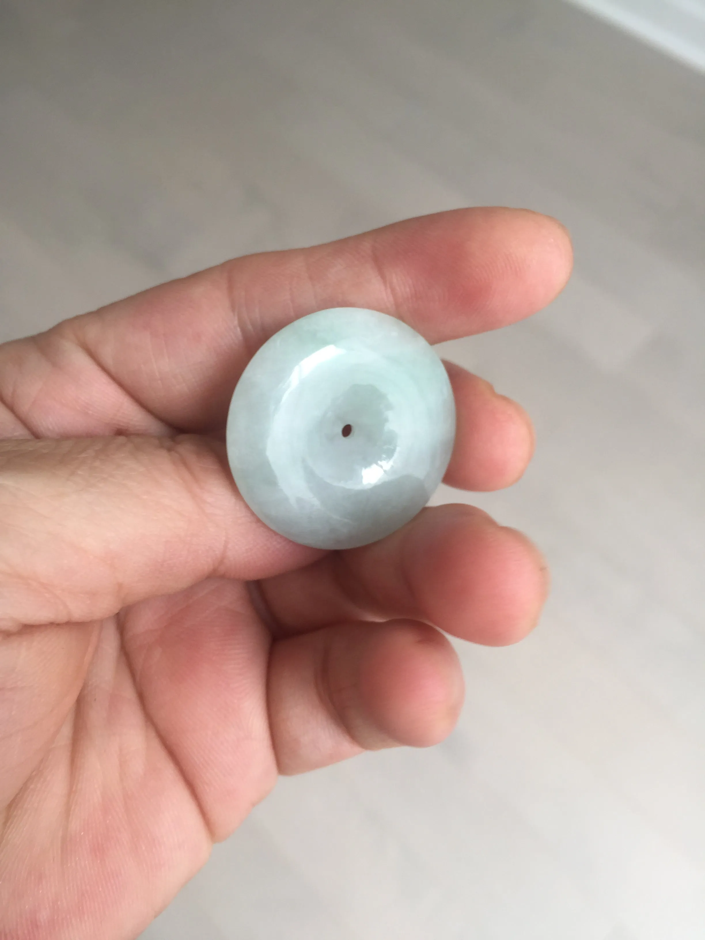 28.6/5.6mm Type A 100% Natural sunny green light purple red Jadeite Jade Safety Guardian Button donuts Pendant group BP112