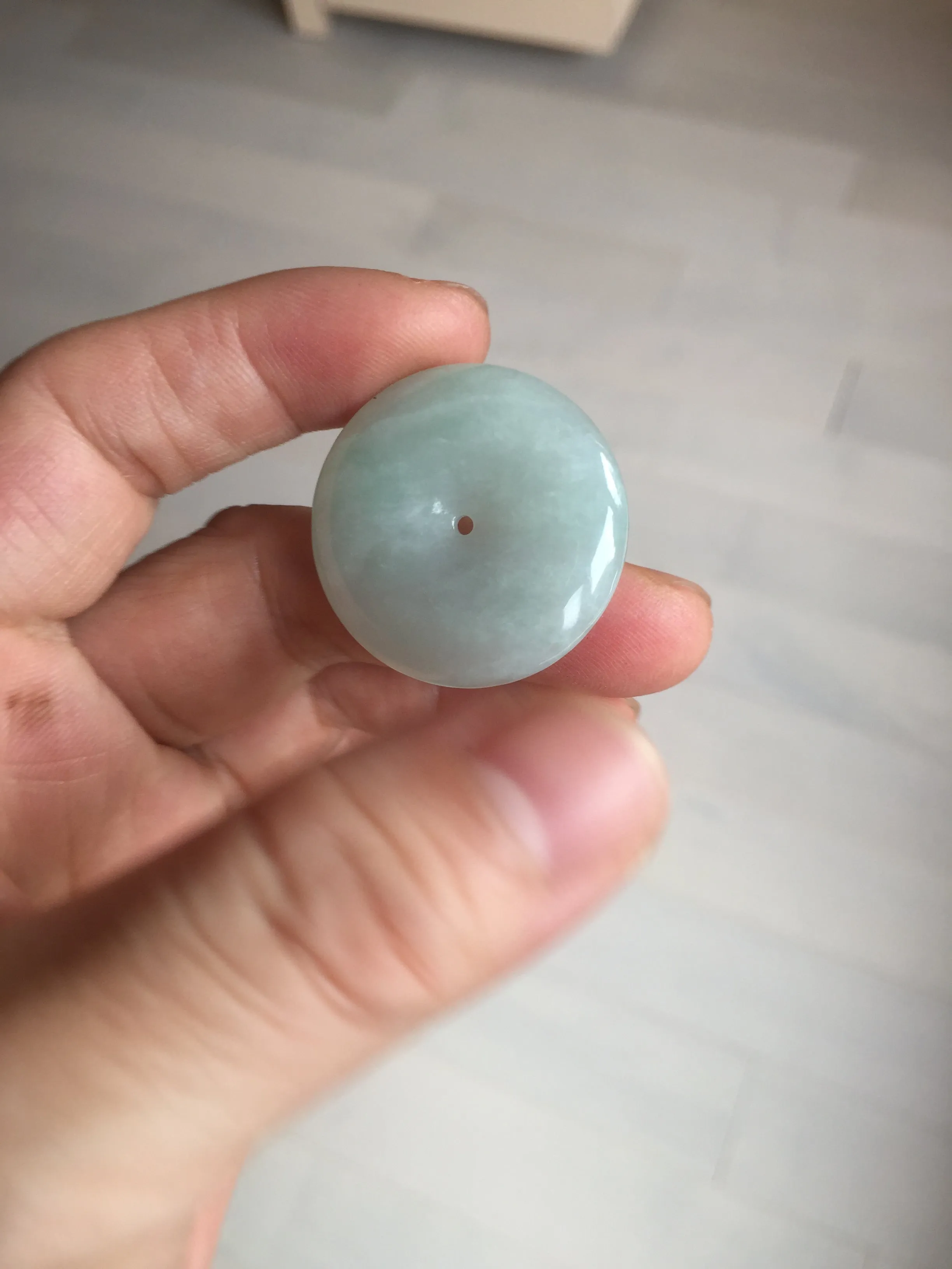 28.6/5.6mm Type A 100% Natural sunny green light purple red Jadeite Jade Safety Guardian Button donuts Pendant group BP112