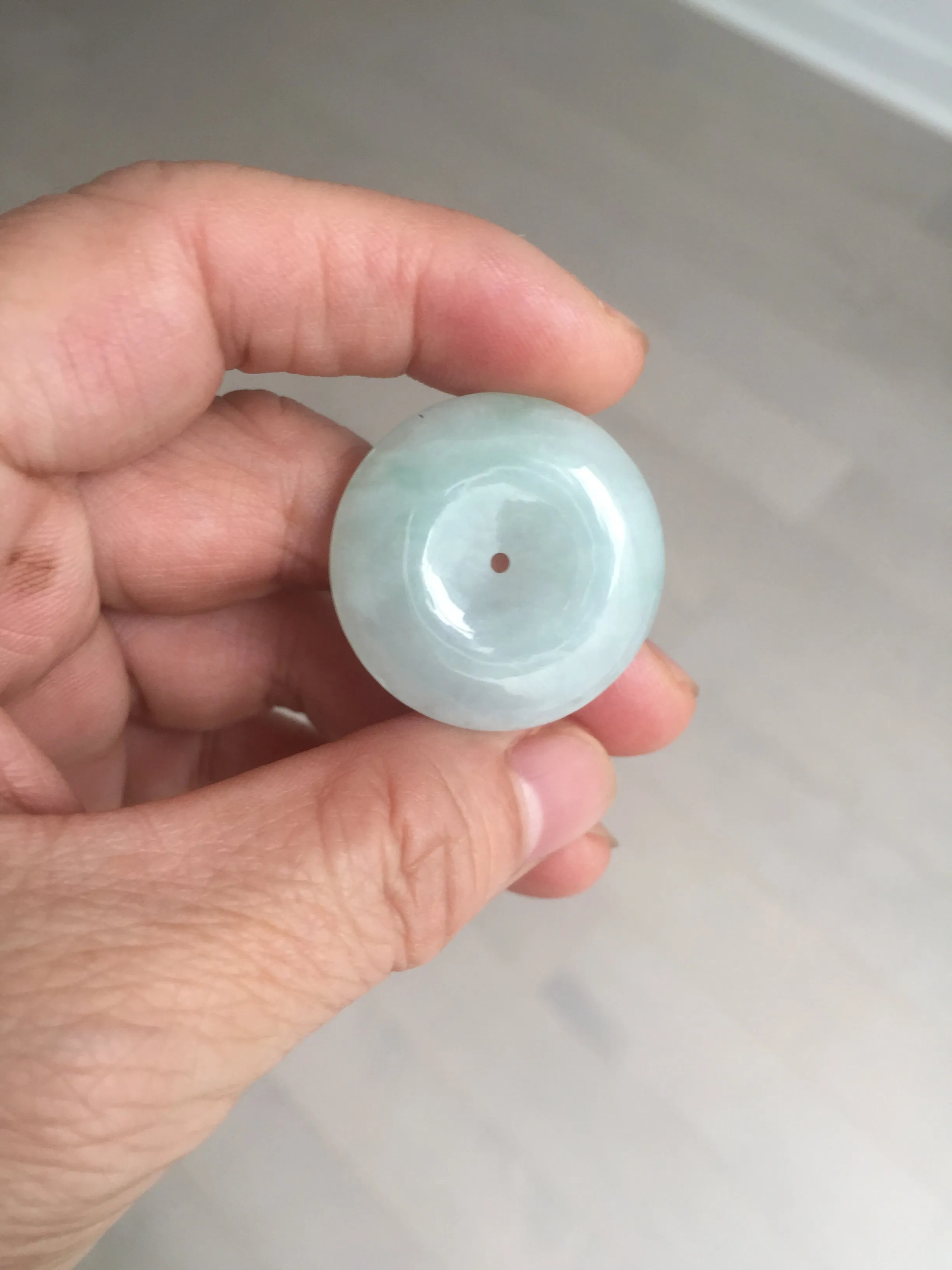 28.6/5.6mm Type A 100% Natural sunny green light purple red Jadeite Jade Safety Guardian Button donuts Pendant group BP112