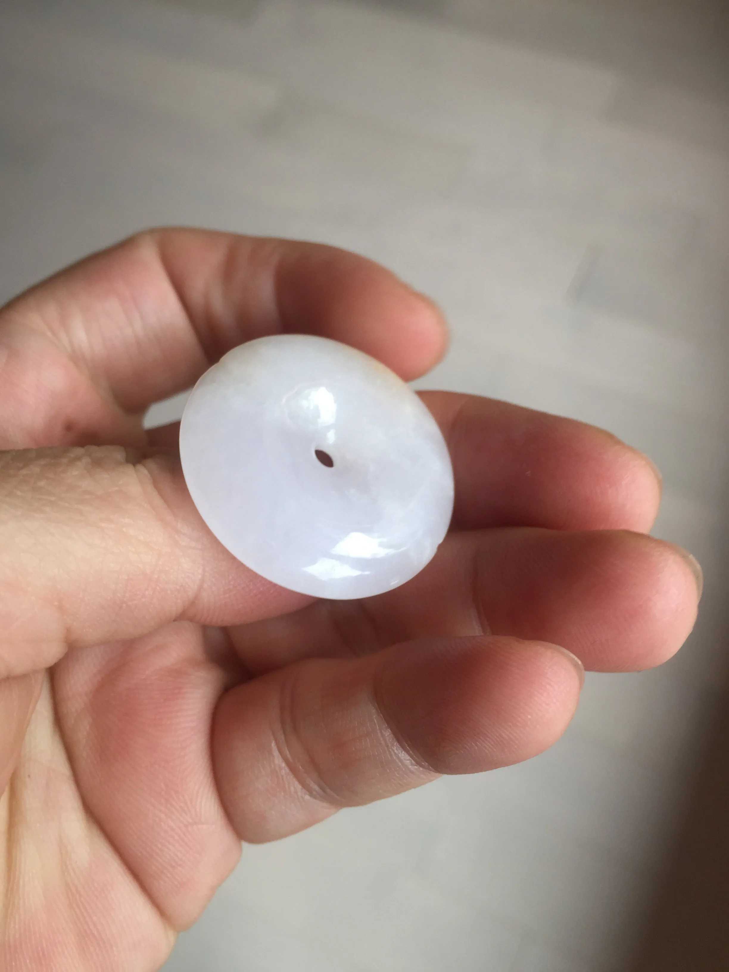 29.4/6.7mm Type A 100% Natural light purple yellow Jadeite Jade Safety Guardian Button donuts Pendant BP113