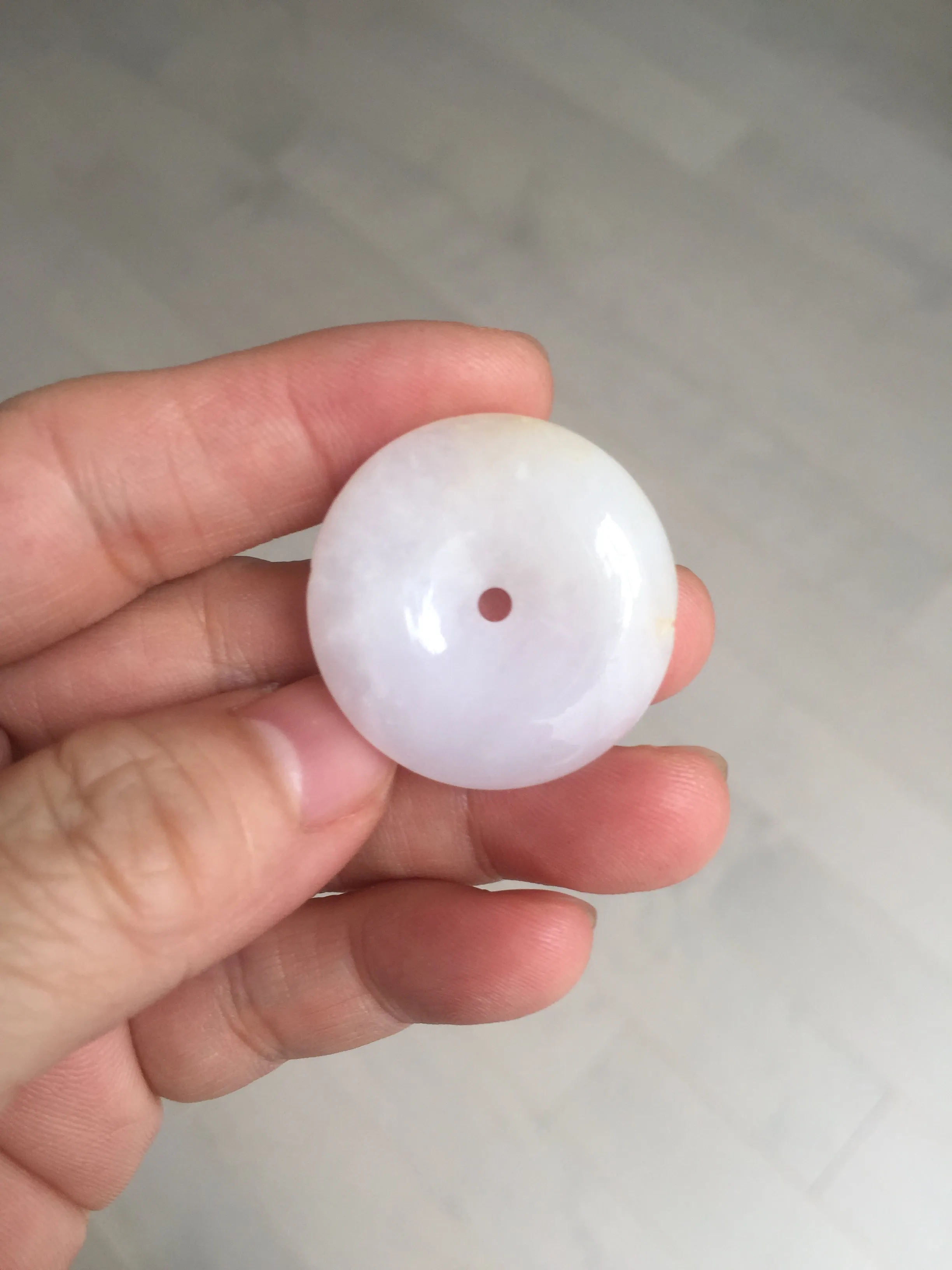 29.4/6.7mm Type A 100% Natural light purple yellow Jadeite Jade Safety Guardian Button donuts Pendant BP113