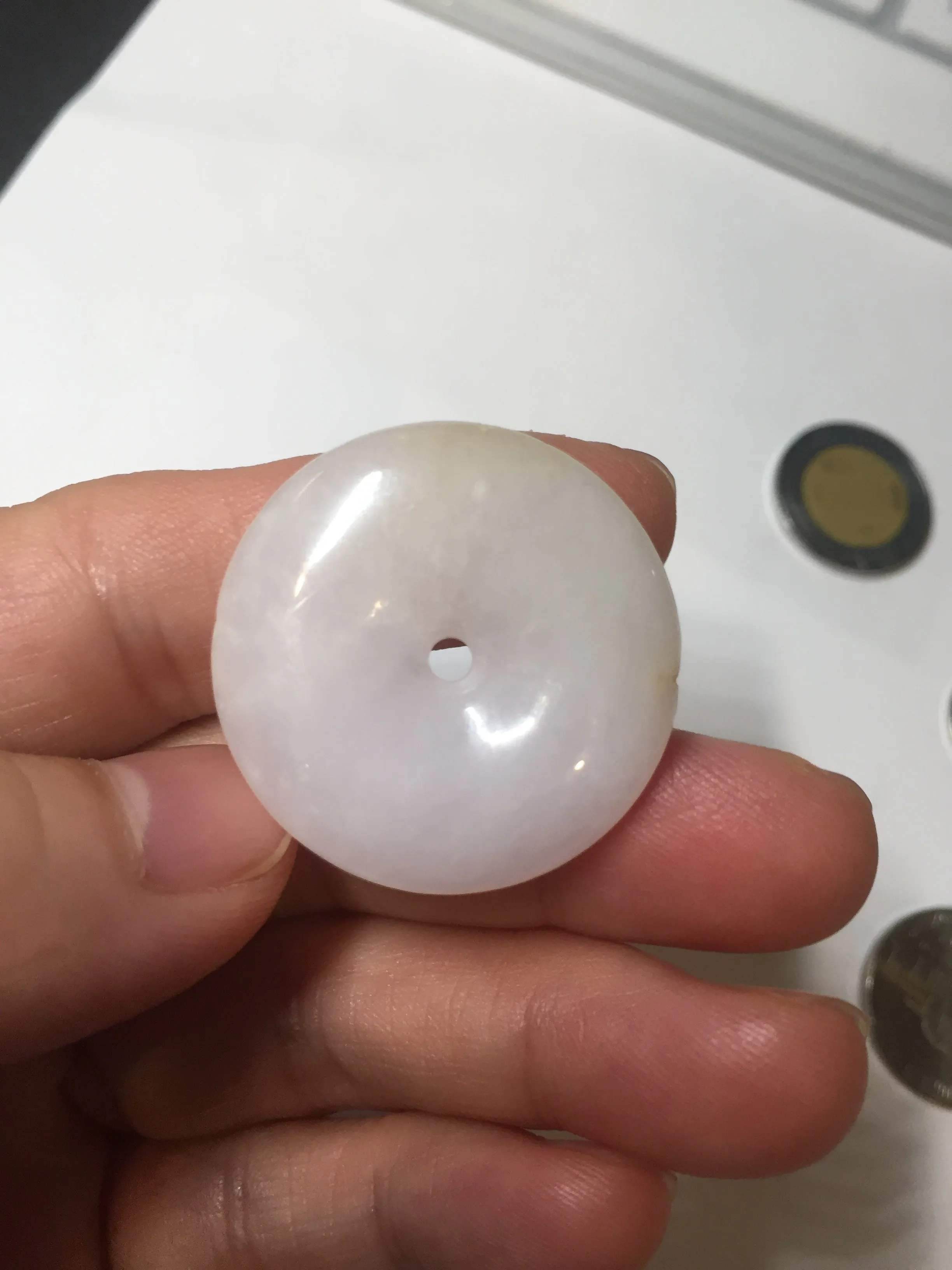 29.4/6.7mm Type A 100% Natural light purple yellow Jadeite Jade Safety Guardian Button donuts Pendant BP113