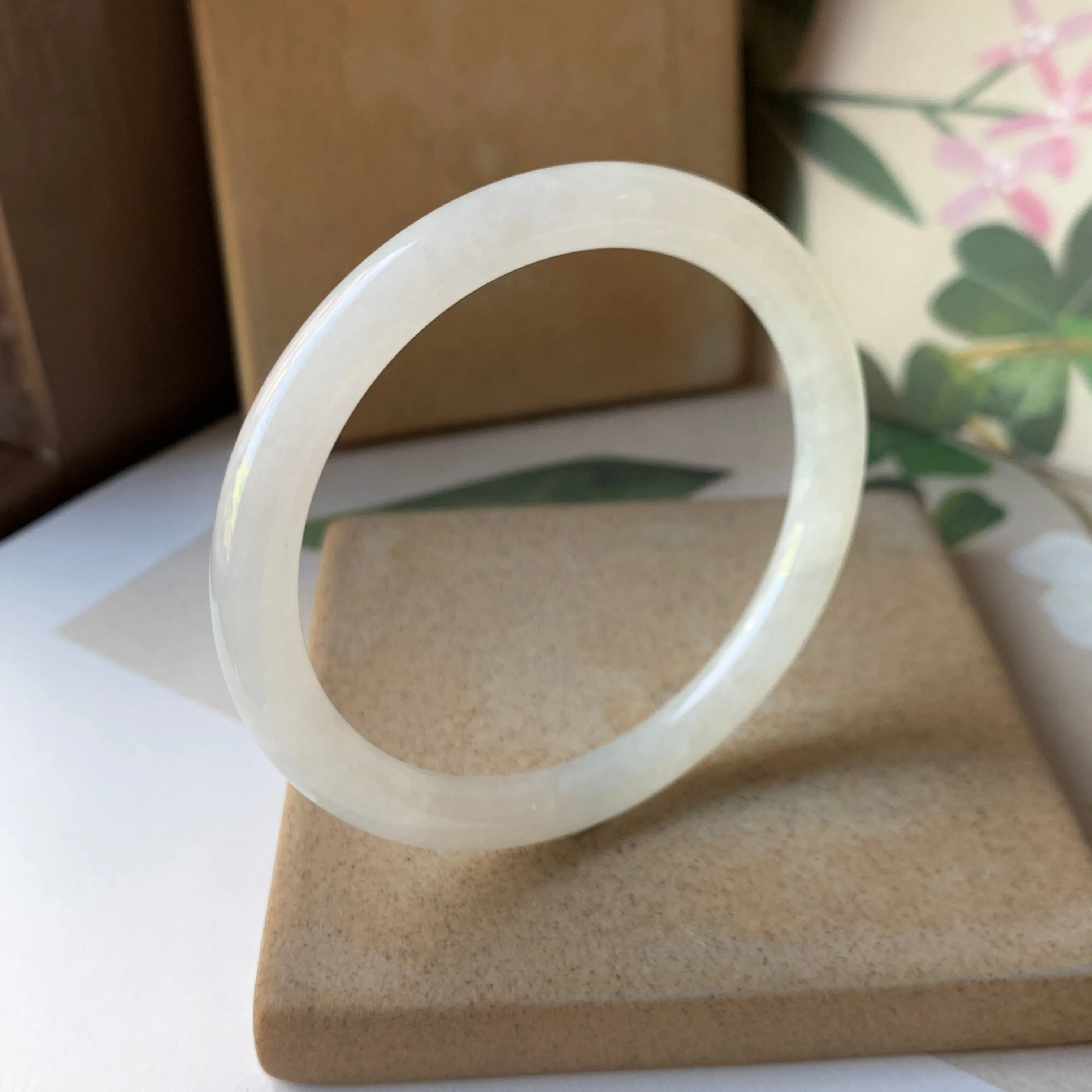 50.9mm A-Grade Natural Jadeite Traditional Round Bangle No.151901