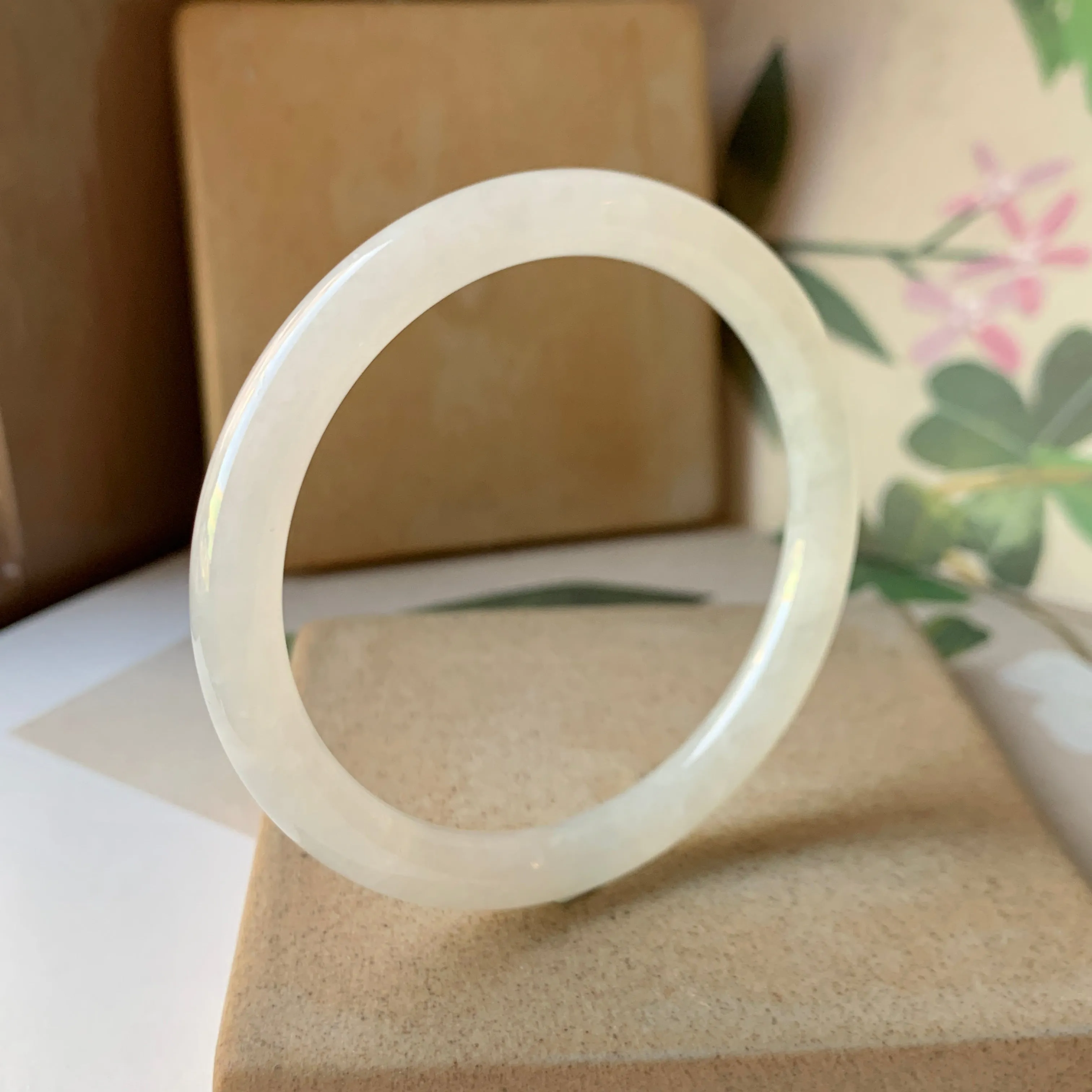 50.9mm A-Grade Natural Jadeite Traditional Round Bangle No.151901