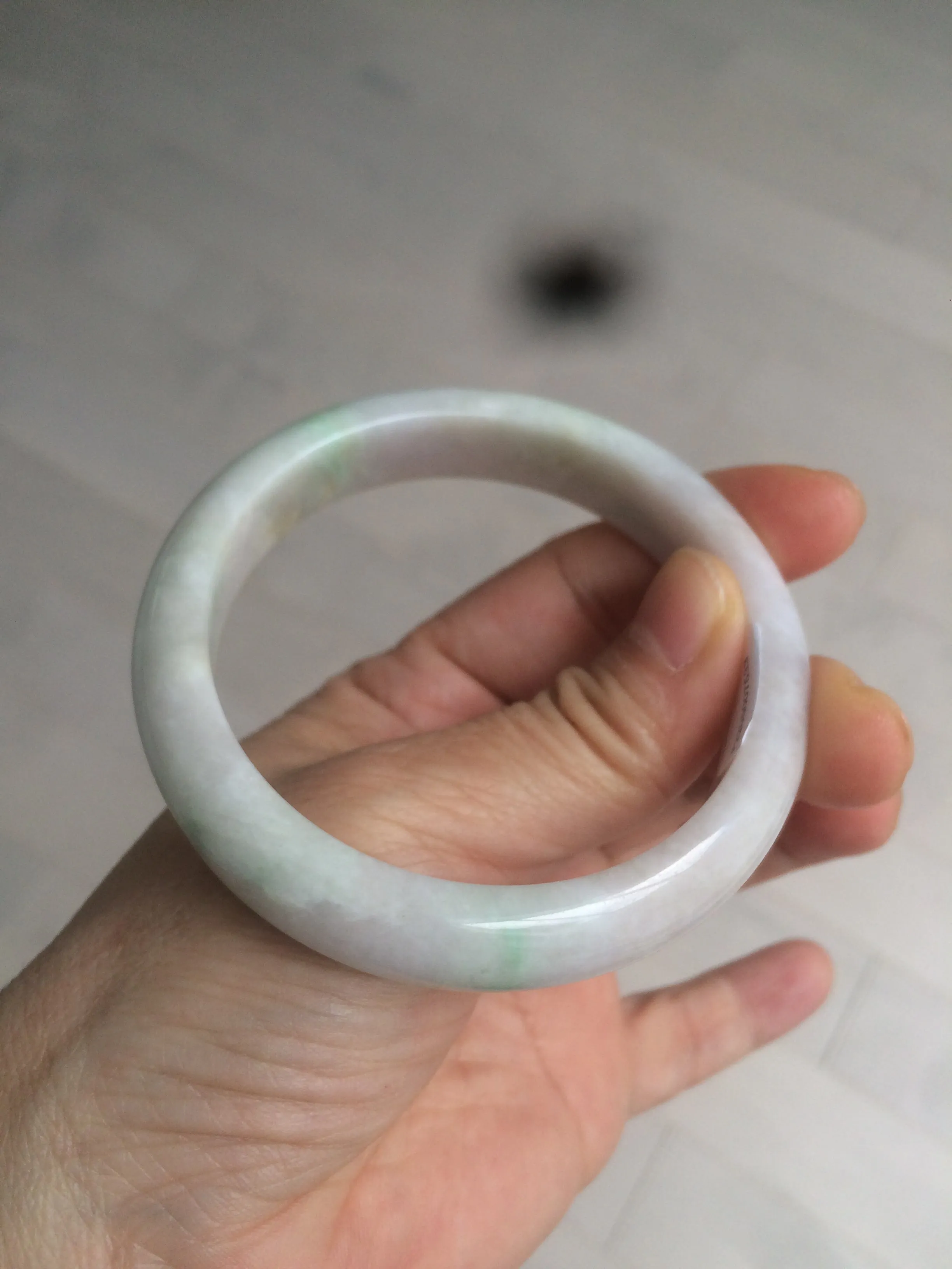 56.2 mm certificated Type A 100% Natural light green/yellow/purple Jadeite Jade bangle AM7-7533