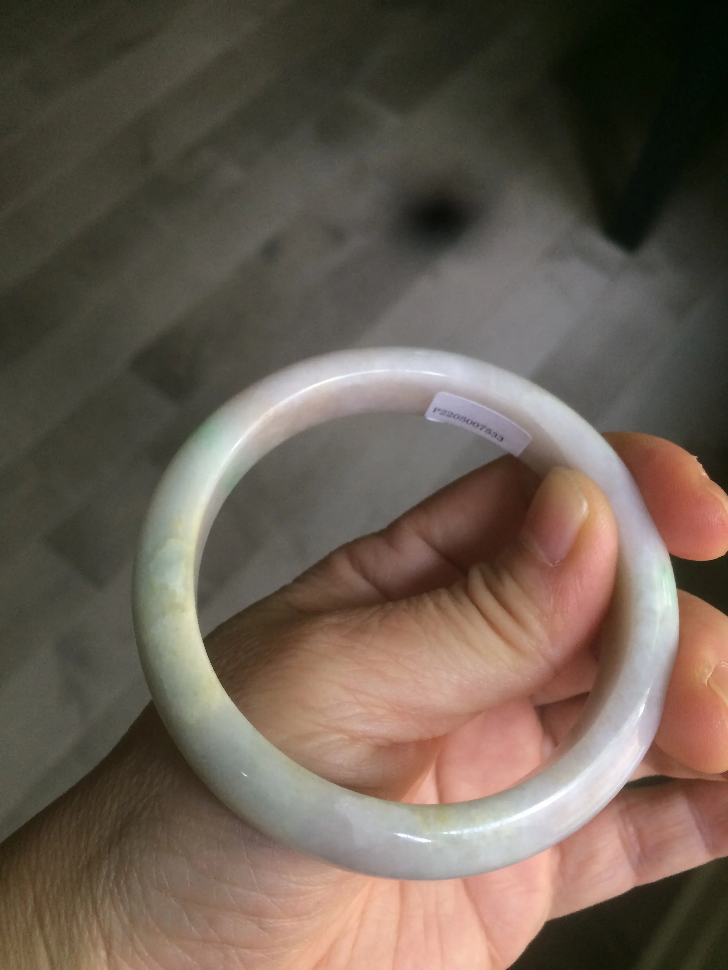 56.2 mm certificated Type A 100% Natural light green/yellow/purple Jadeite Jade bangle AM7-7533