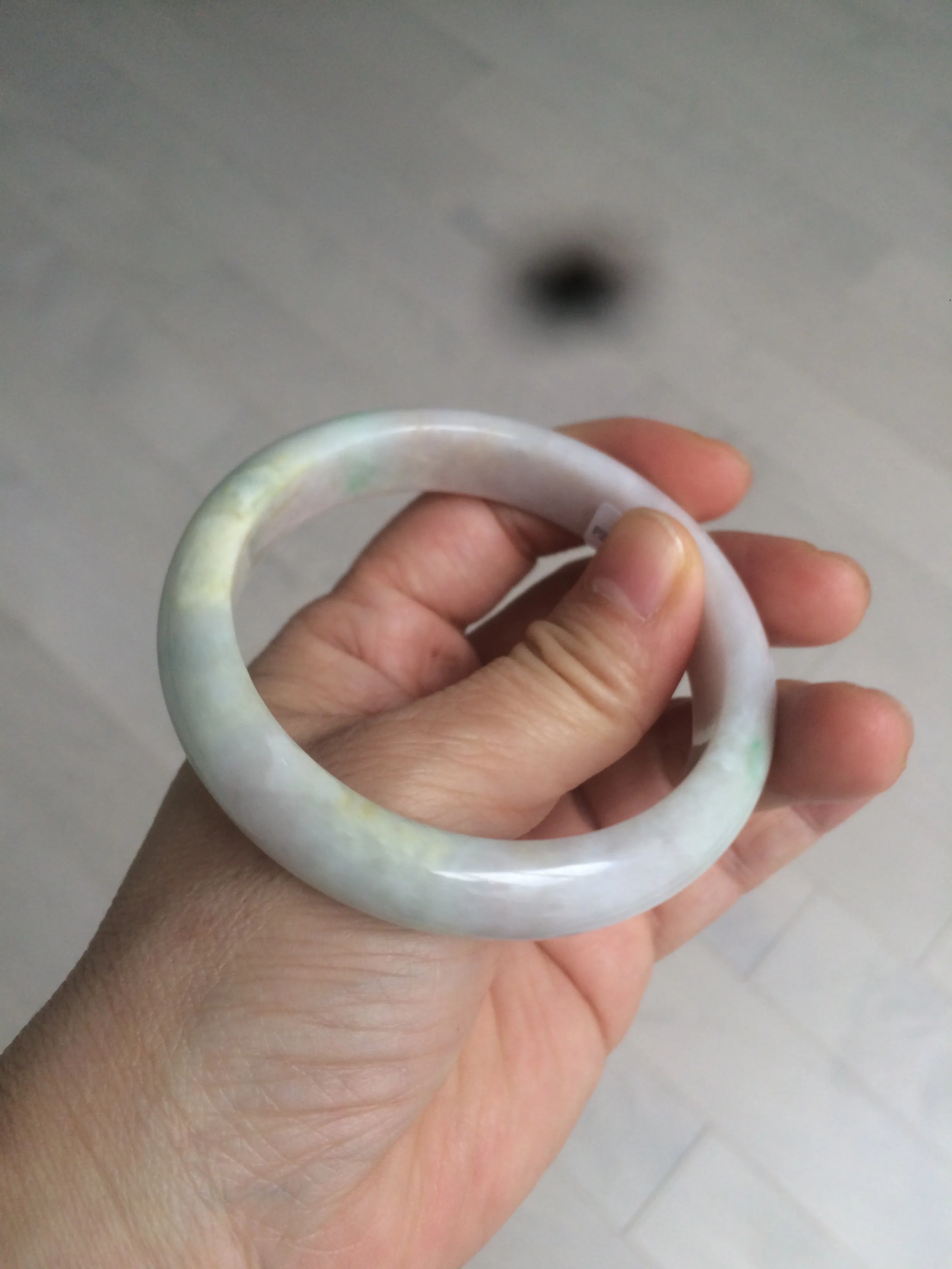 56.2 mm certificated Type A 100% Natural light green/yellow/purple Jadeite Jade bangle AM7-7533