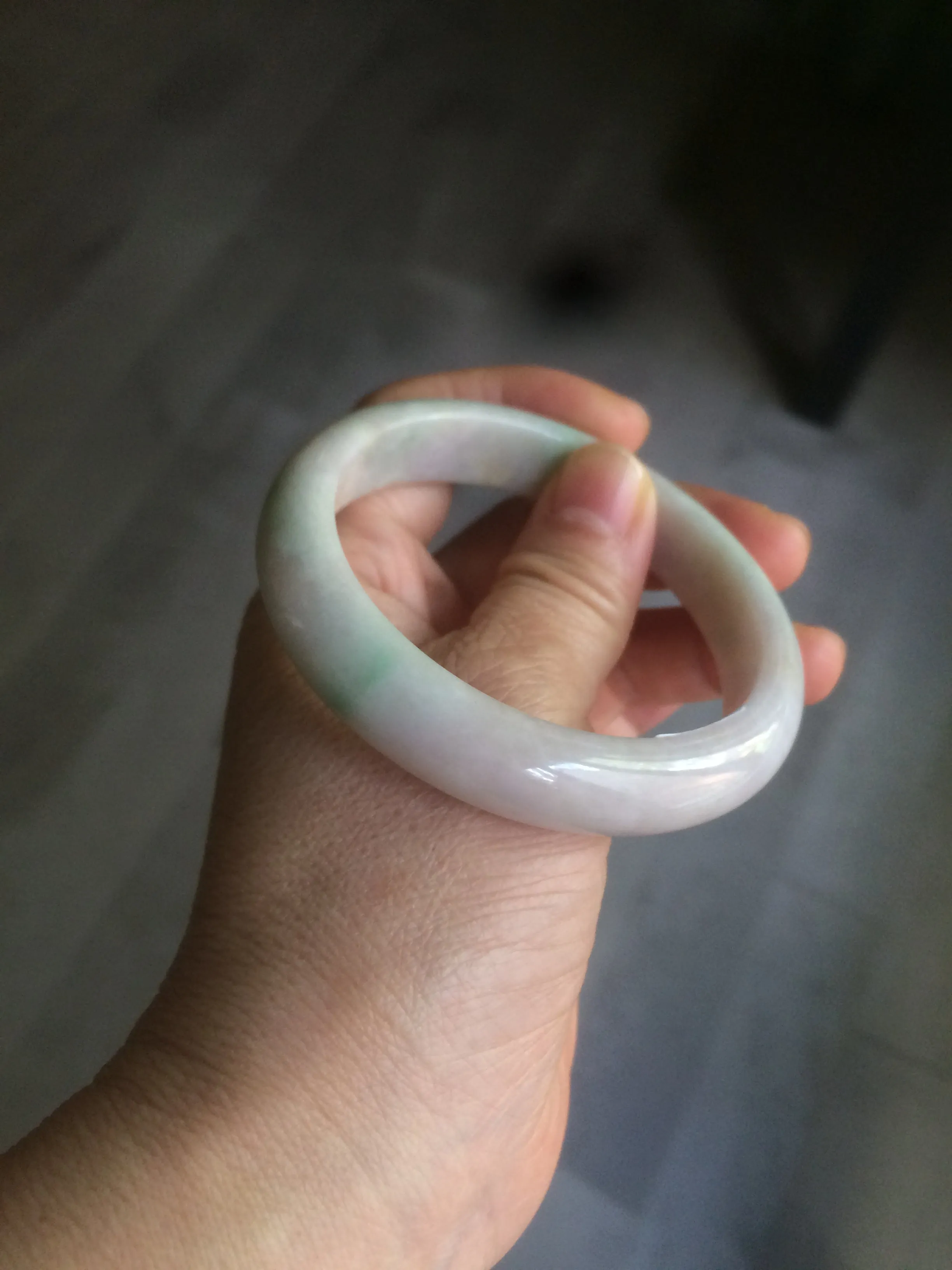 56.2 mm certificated Type A 100% Natural light green/yellow/purple Jadeite Jade bangle AM7-7533