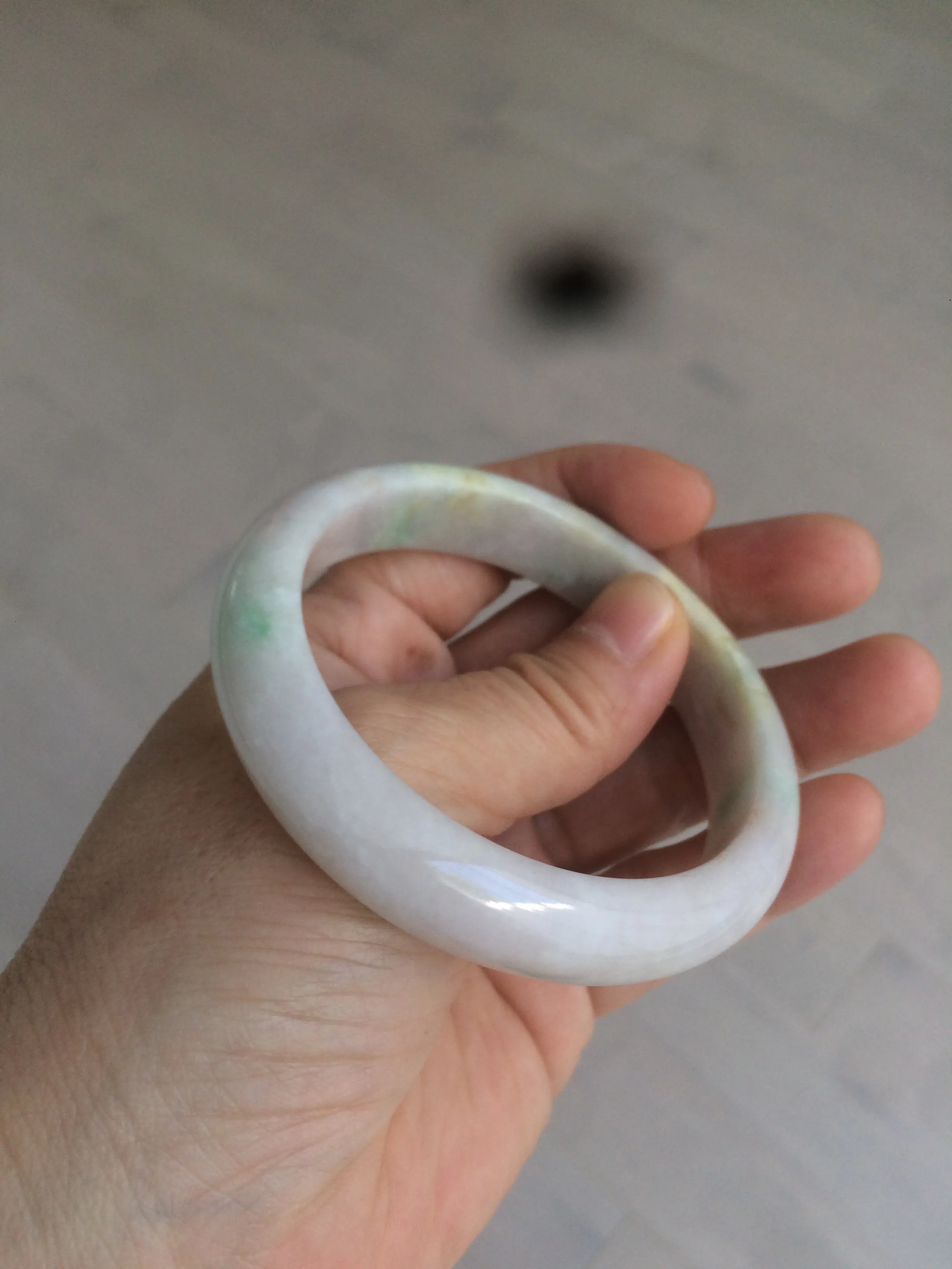 56.2 mm certificated Type A 100% Natural light green/yellow/purple Jadeite Jade bangle AM7-7533