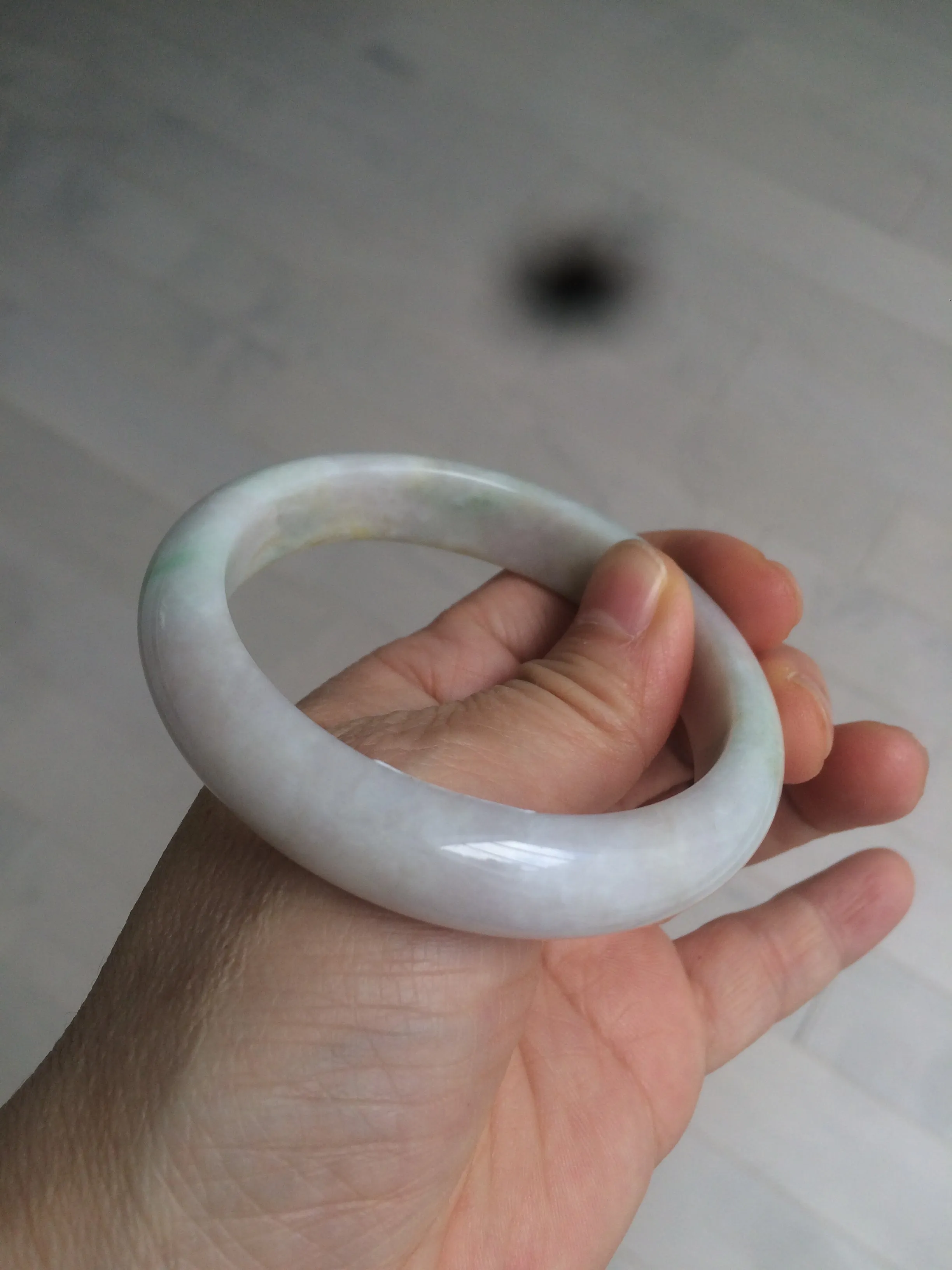 56.2 mm certificated Type A 100% Natural light green/yellow/purple Jadeite Jade bangle AM7-7533