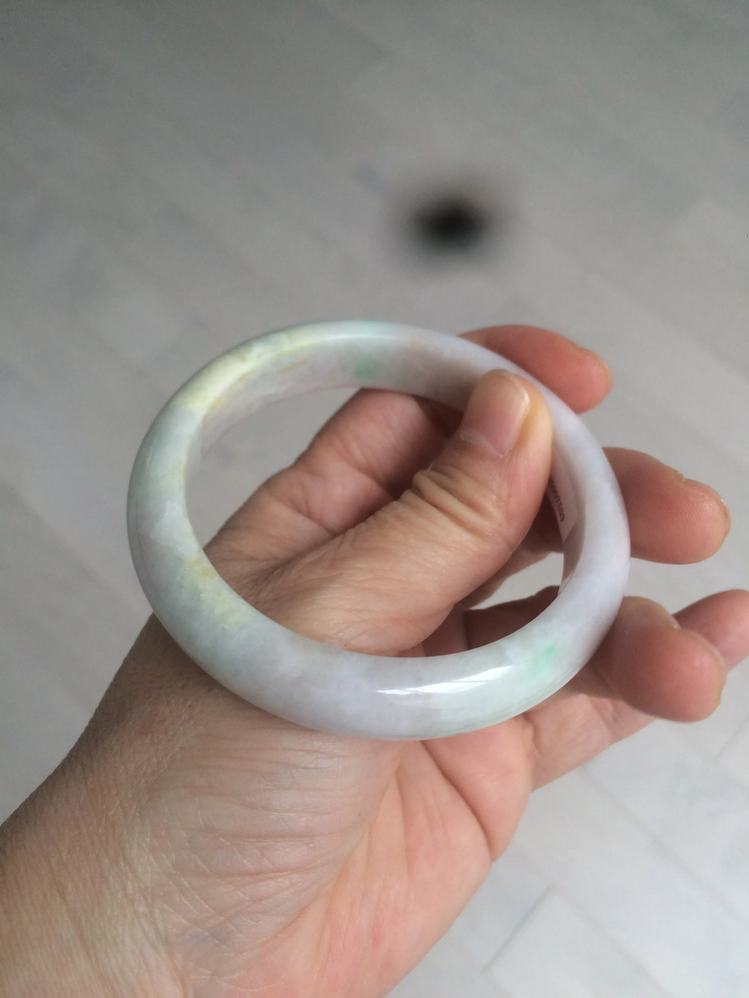 56.2 mm certificated Type A 100% Natural light green/yellow/purple Jadeite Jade bangle AM7-7533