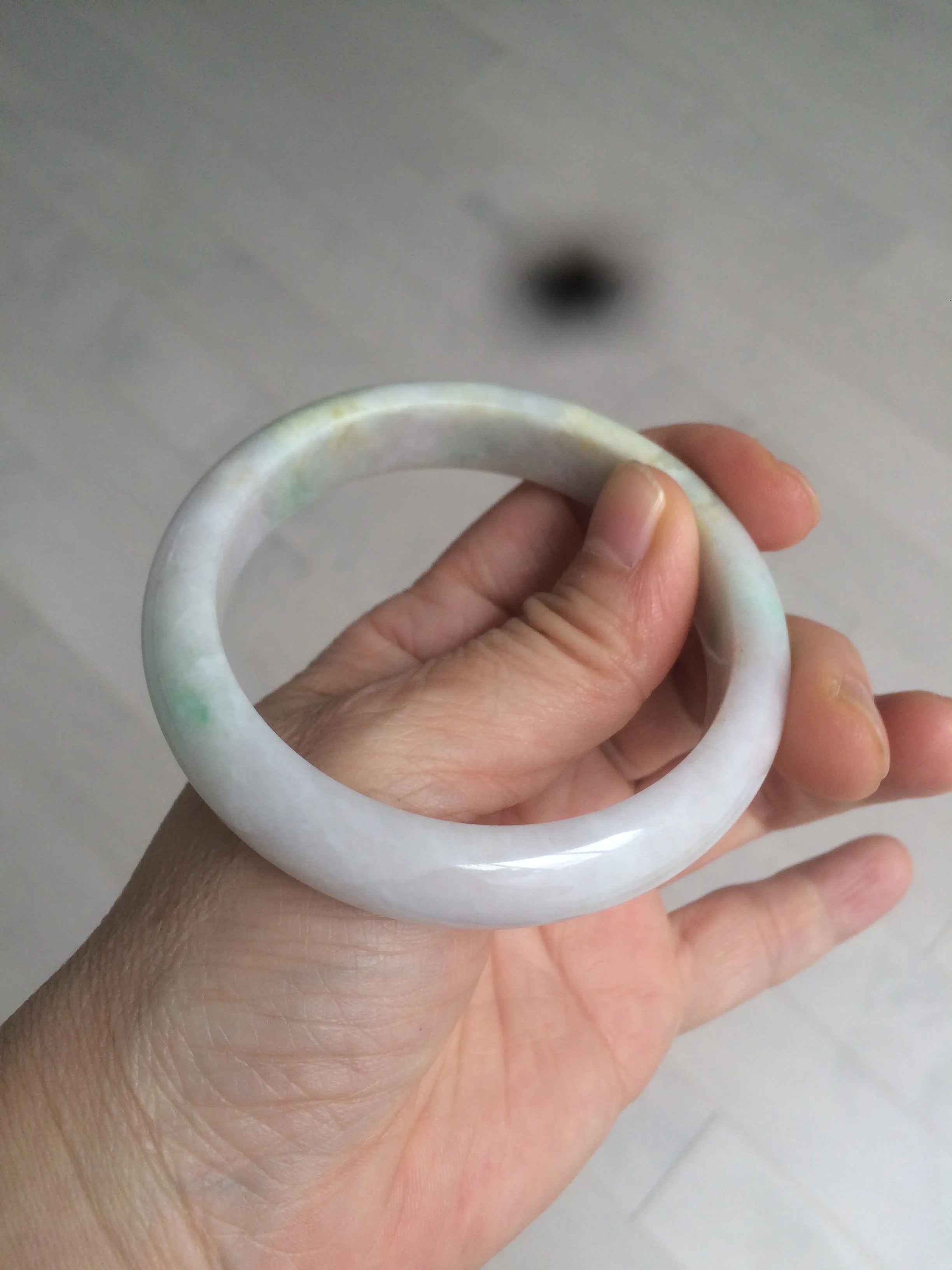 56.2 mm certificated Type A 100% Natural light green/yellow/purple Jadeite Jade bangle AM7-7533