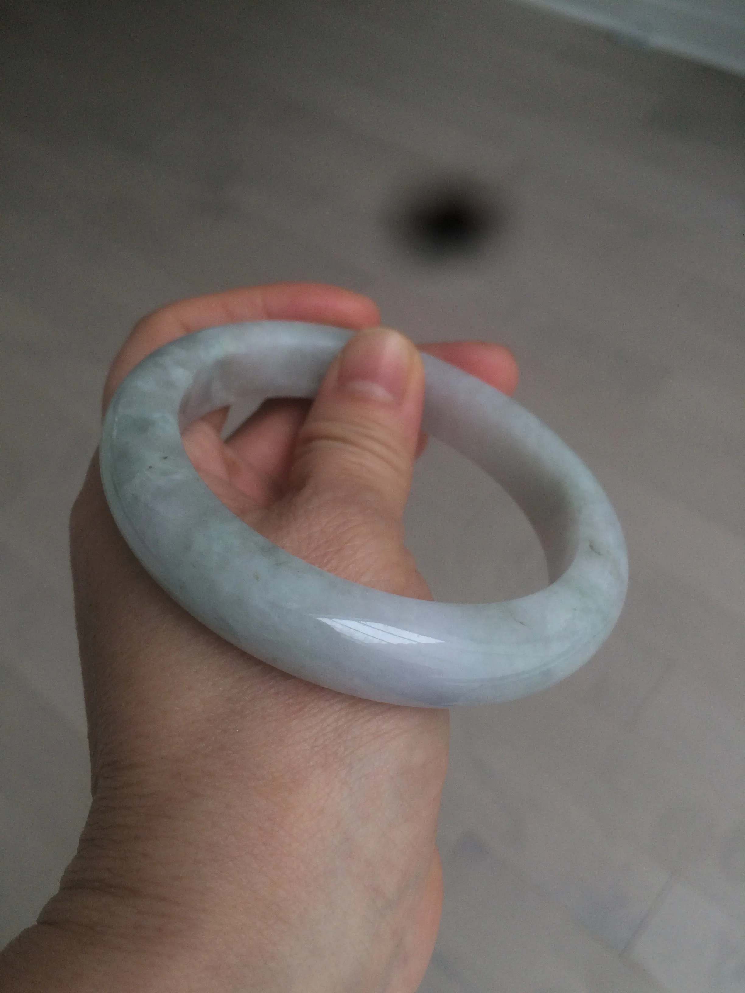 61.8 mm certified type A 100% Natural light green/white/purple chubby Jadeite Jade bangle BH44-2807