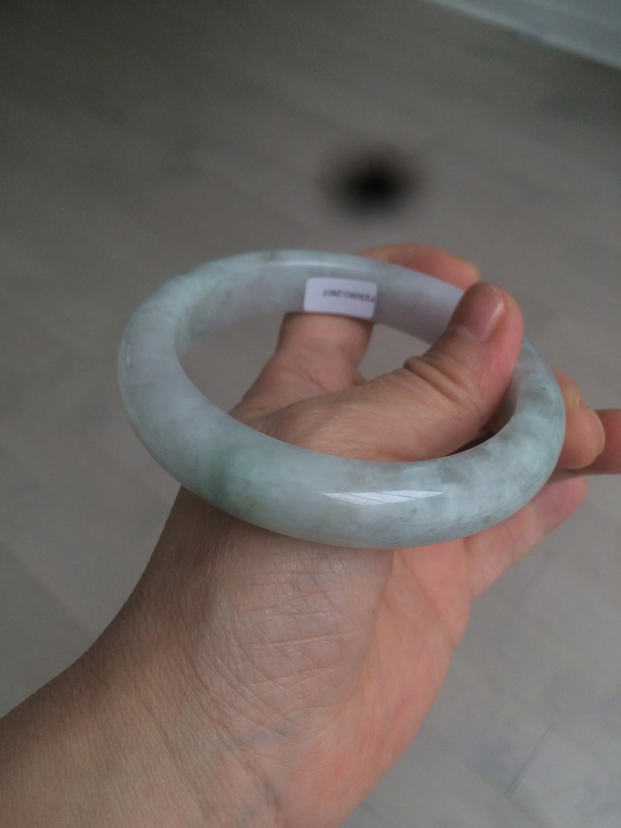 61.8 mm certified type A 100% Natural light green/white/purple chubby Jadeite Jade bangle BH44-2807